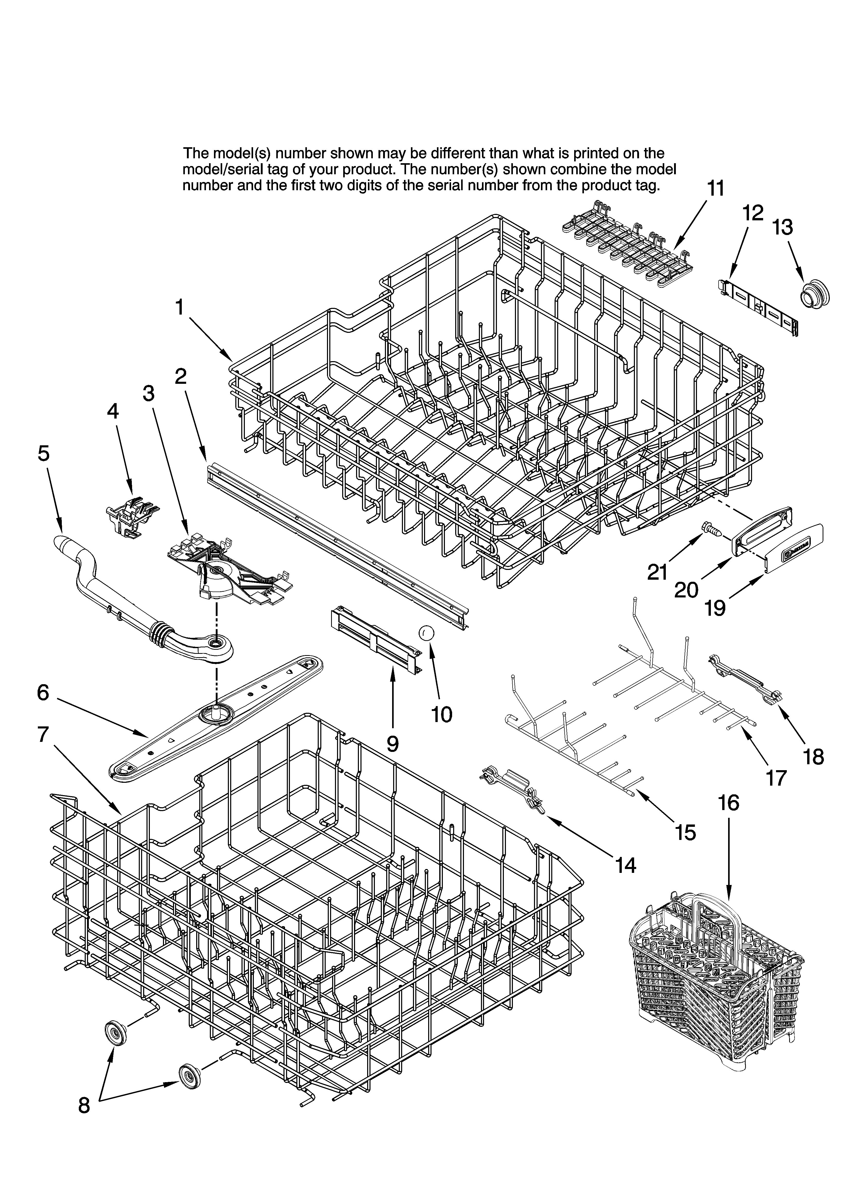 Upper and lower rack parts