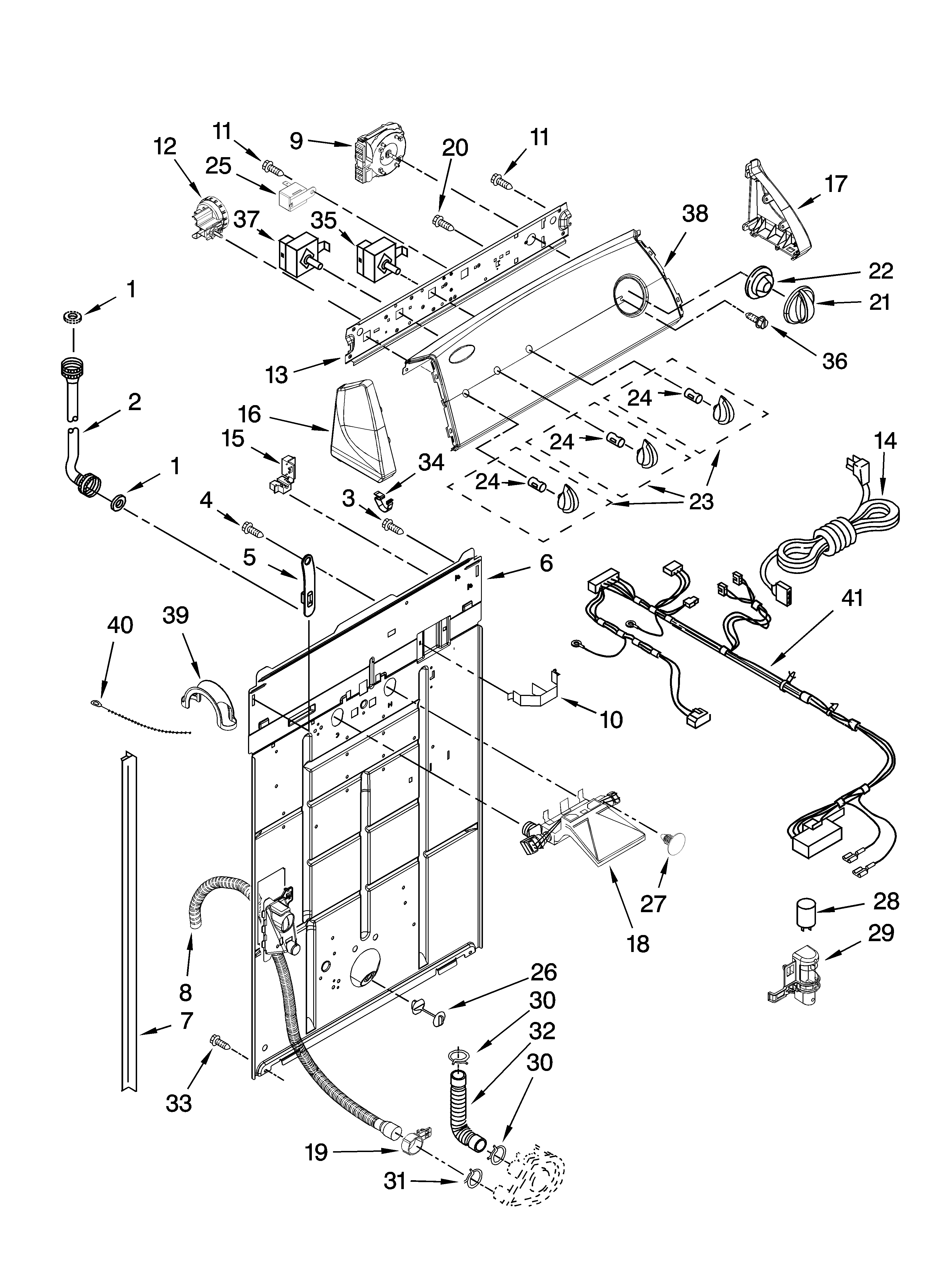 Controls and rear panel parts