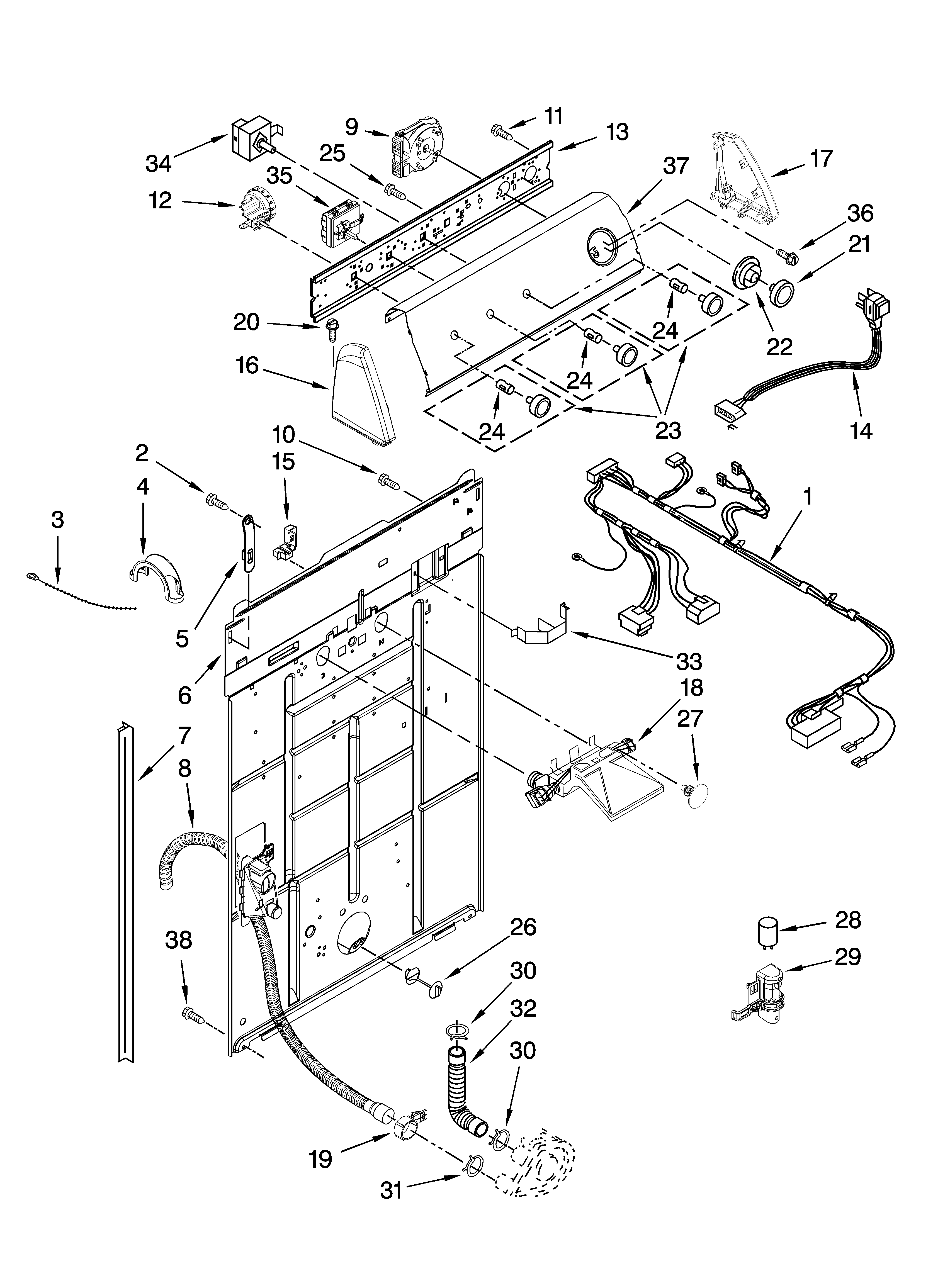 Controls and rear panel parts