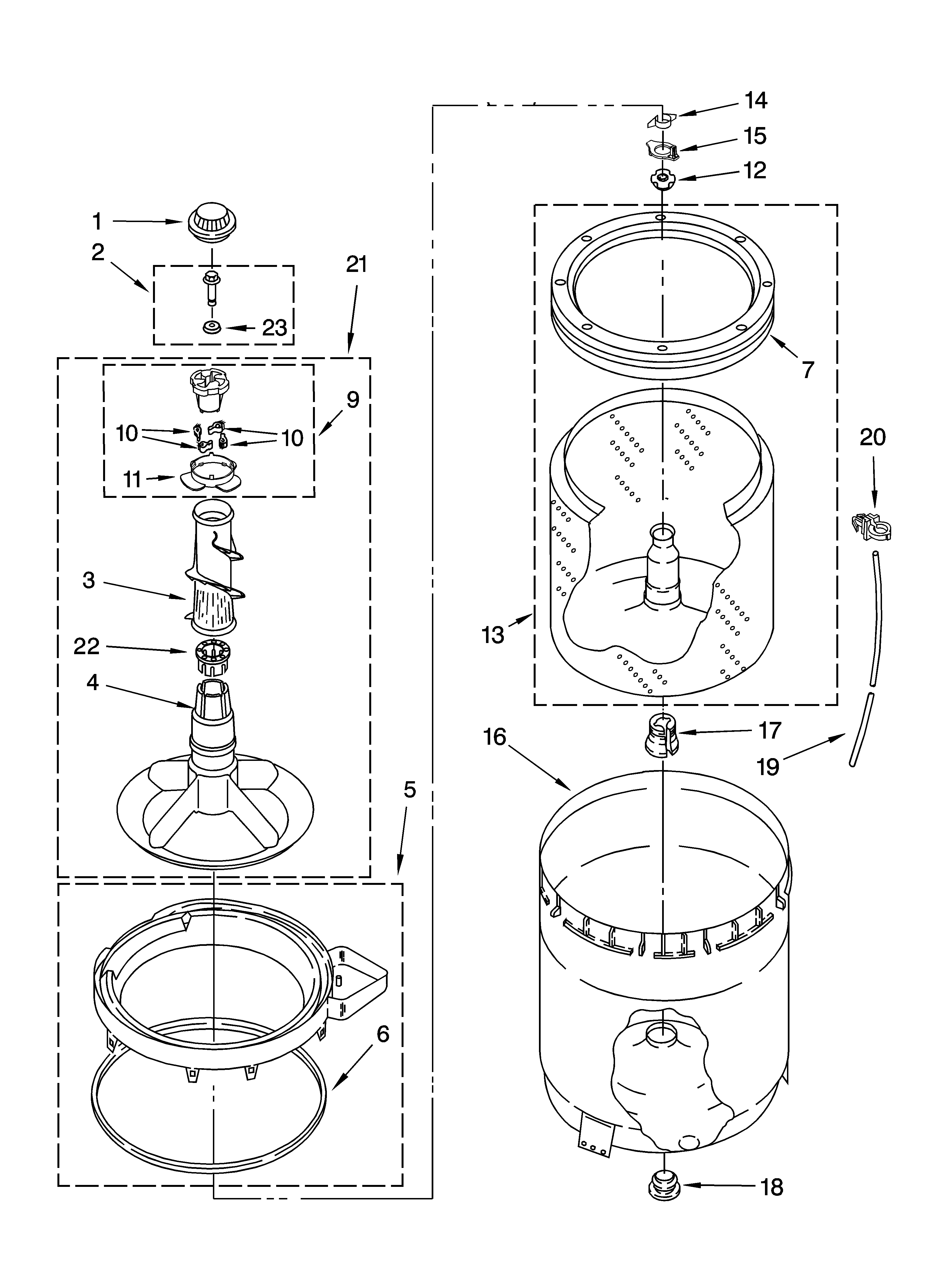 Agitator, basket and tub parts
