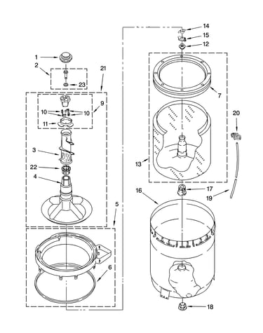 Agitator, basket and tub parts