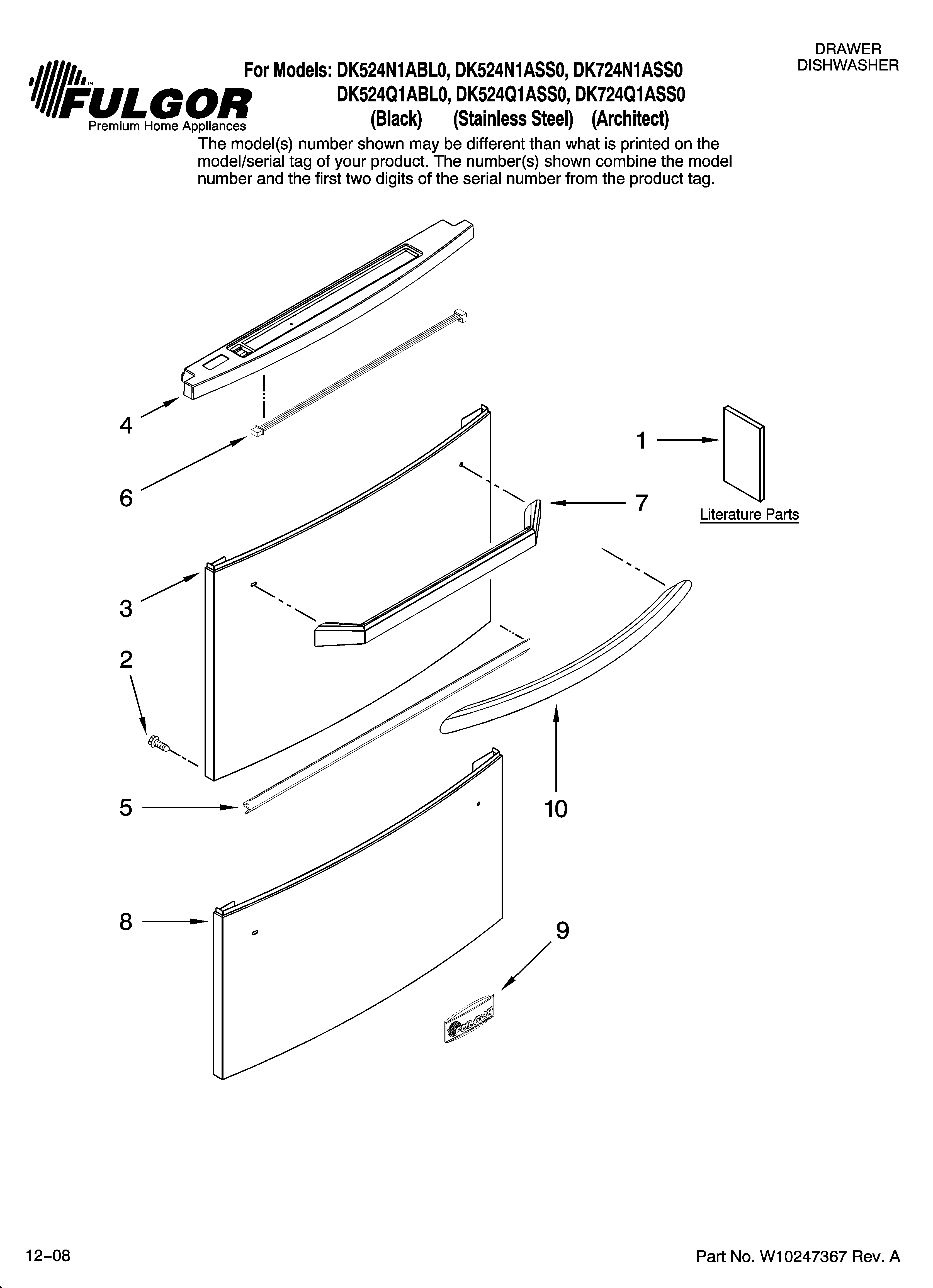 Front panel parts