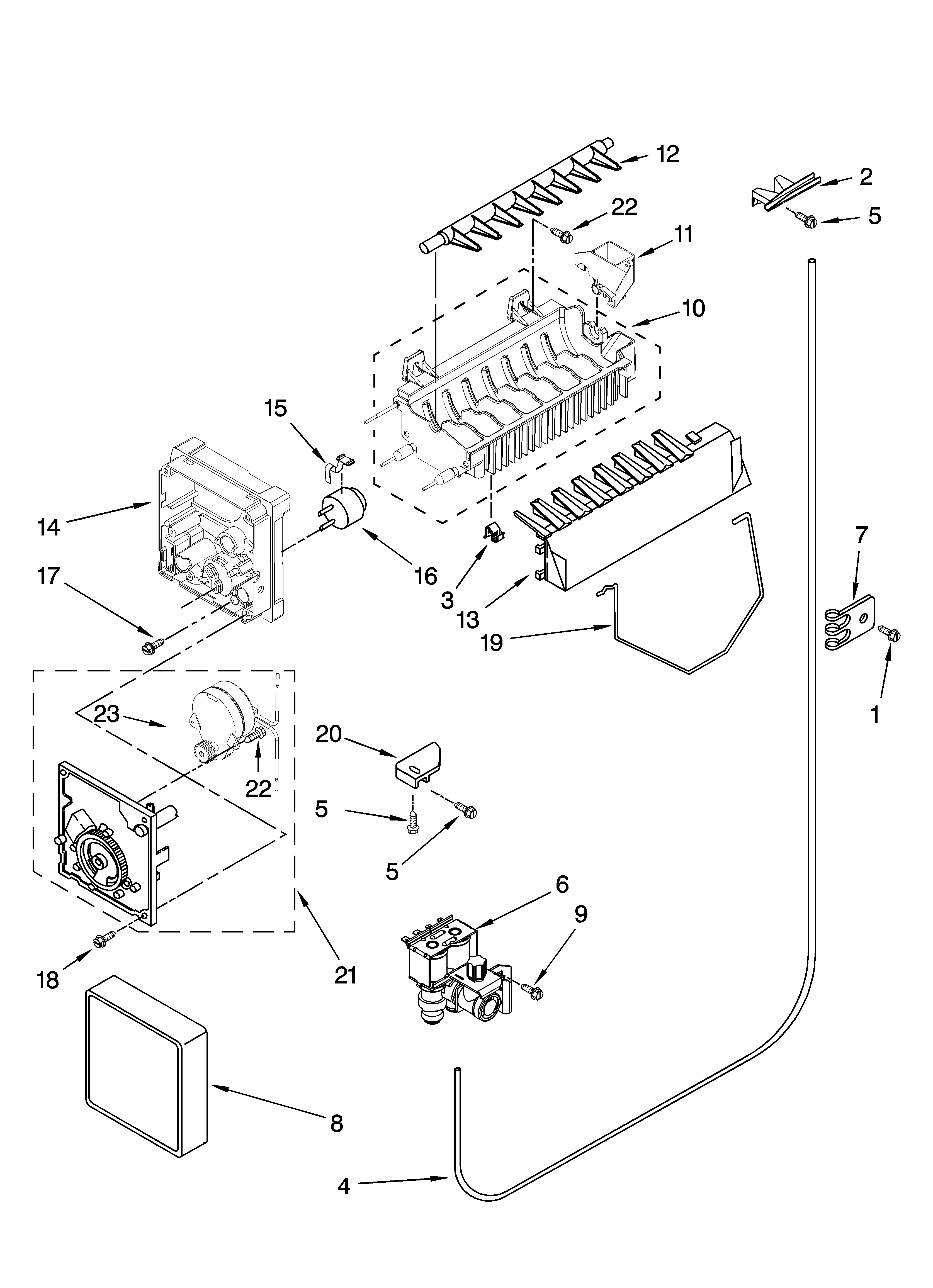 Icemaker parts, optional parts (not included)