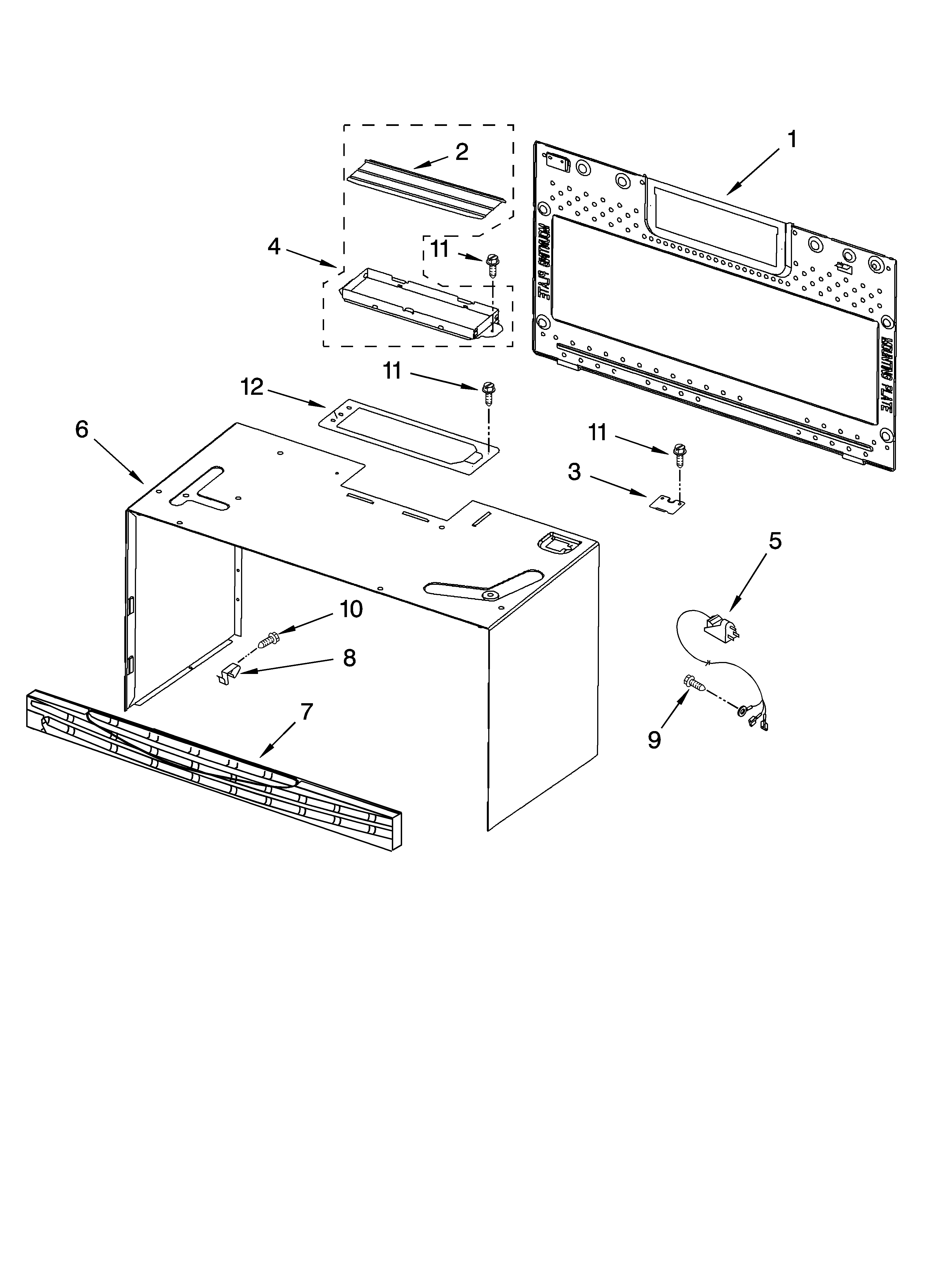 Cabinet and installation parts