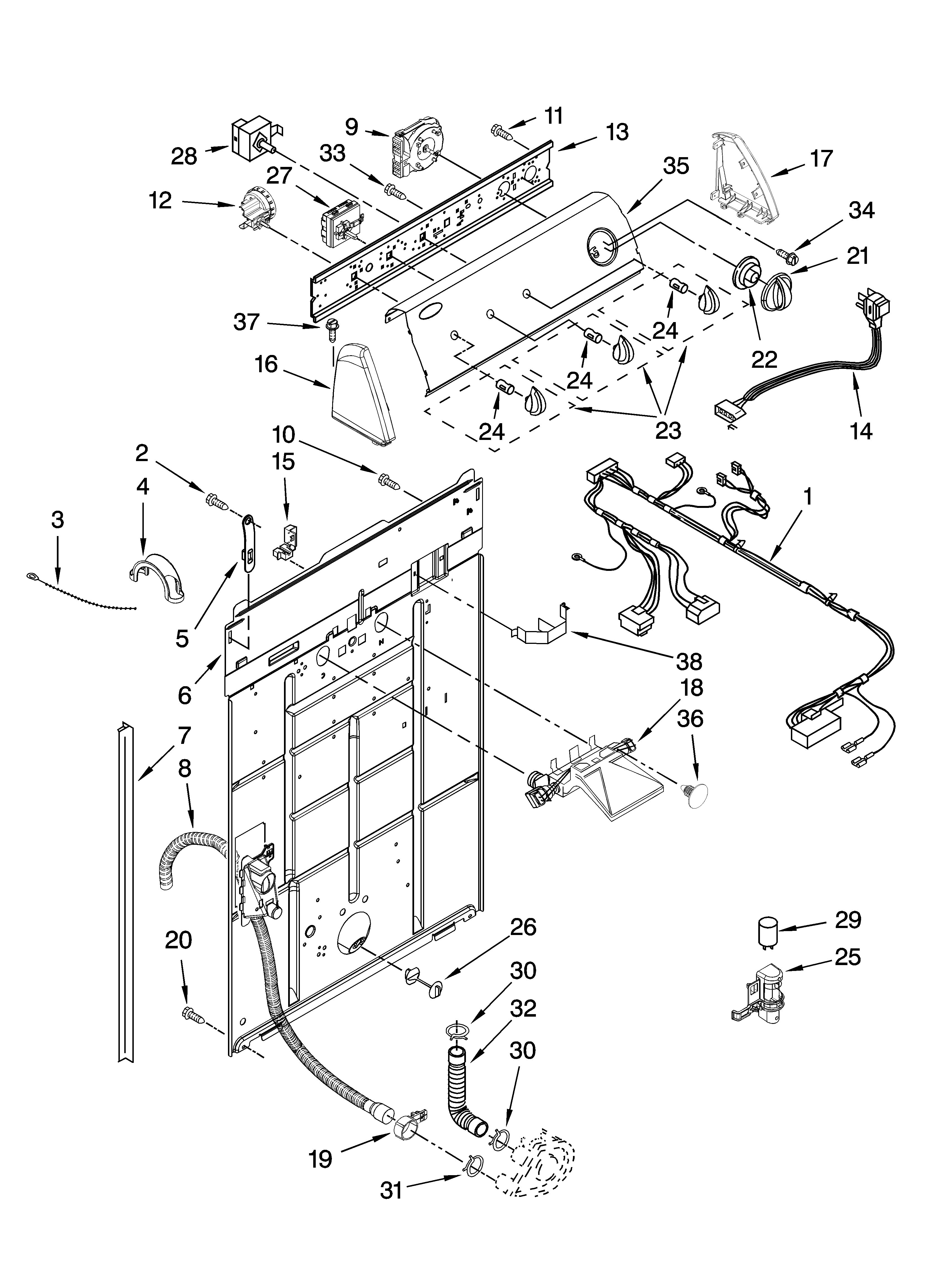Controls and rear panel parts