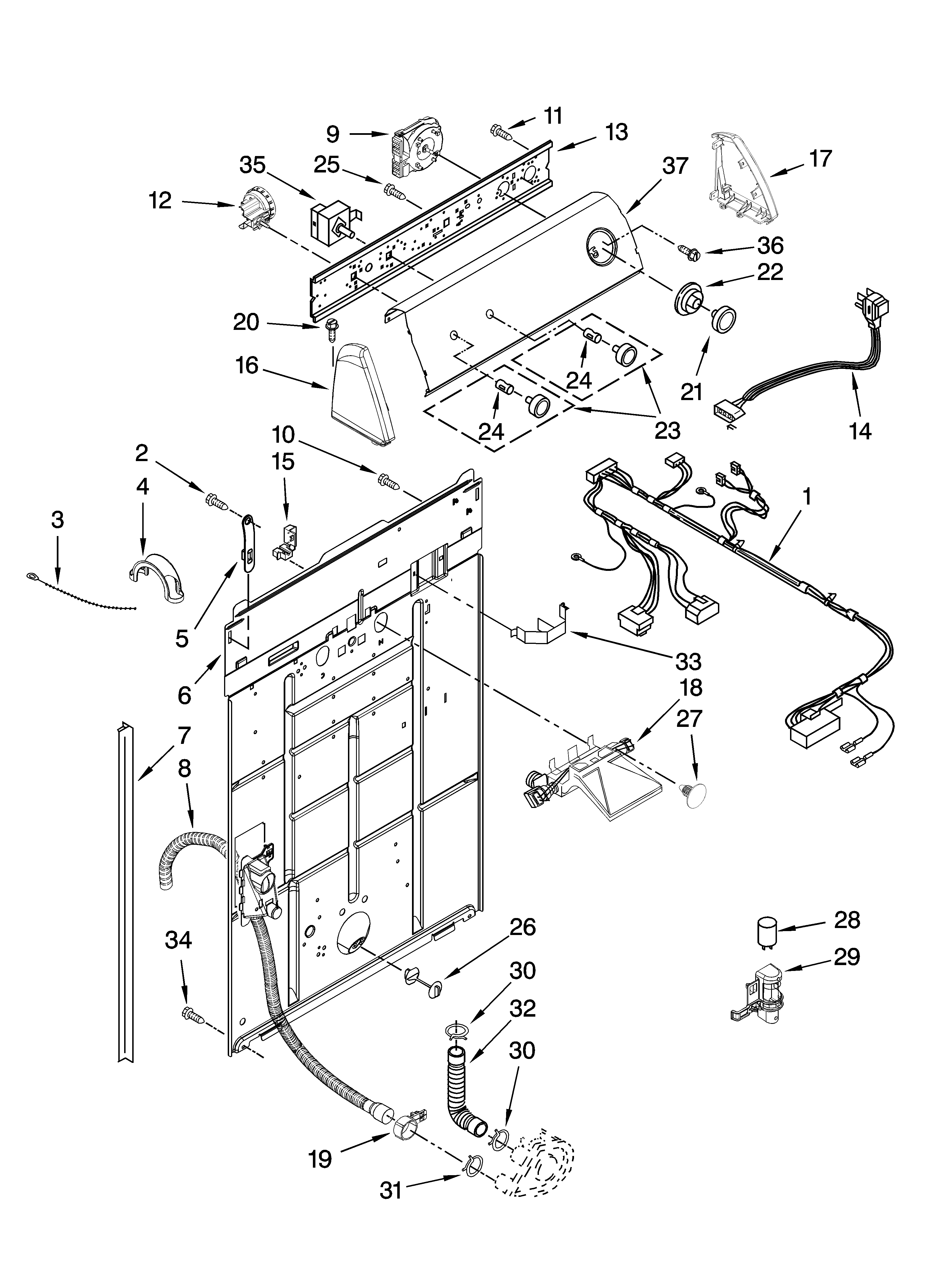Controls and rear panel parts
