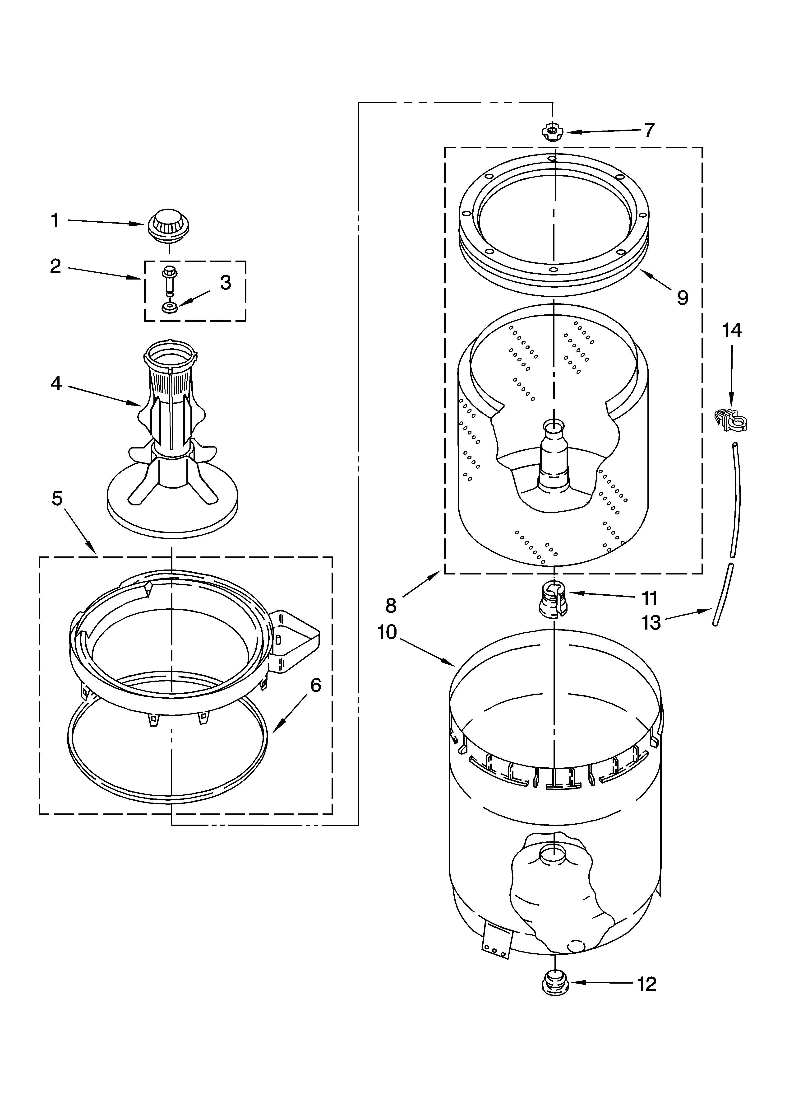 Agitator, basket and tub parts