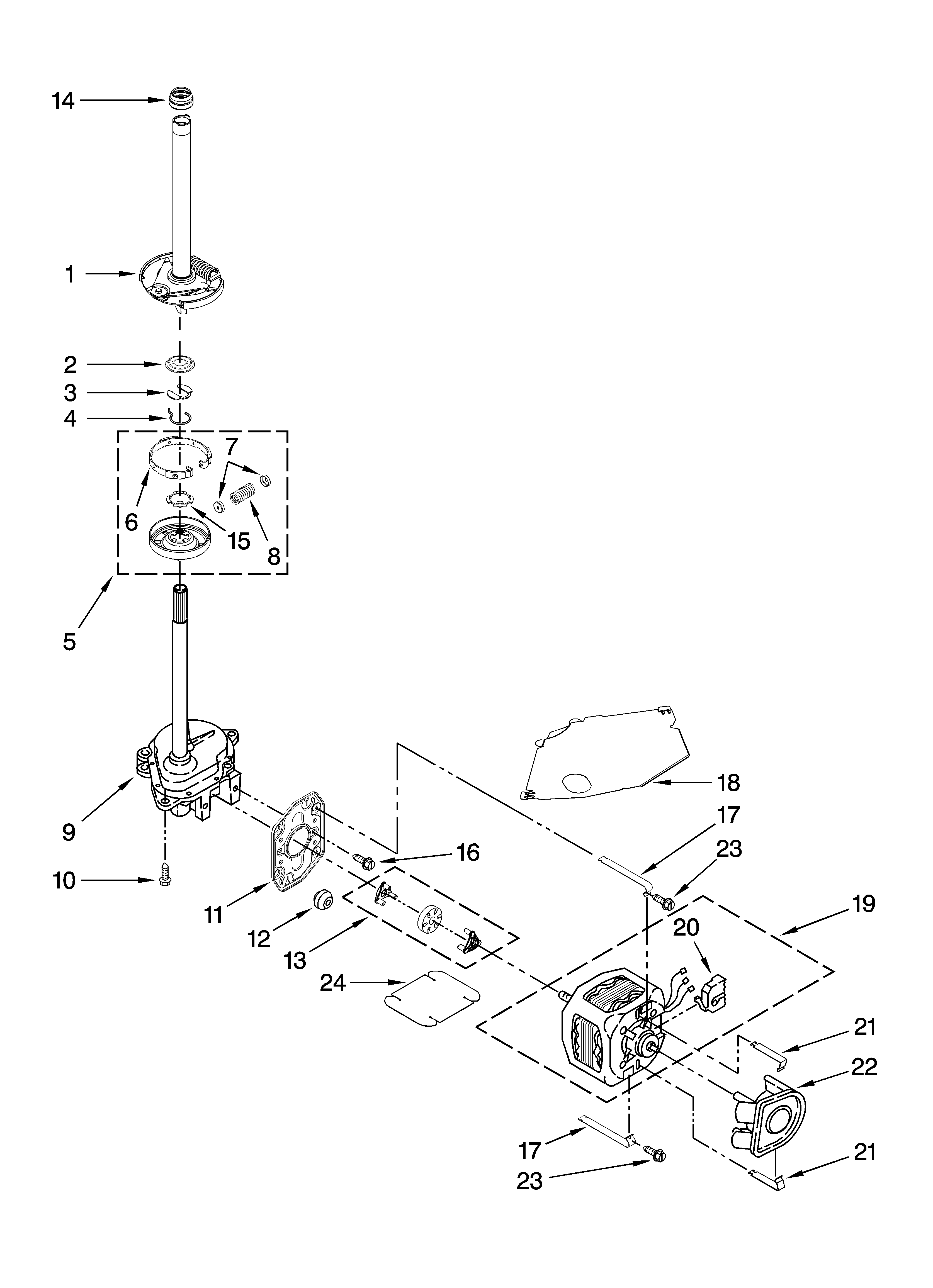 Brake, clutch, gearcase, motor and pump parts