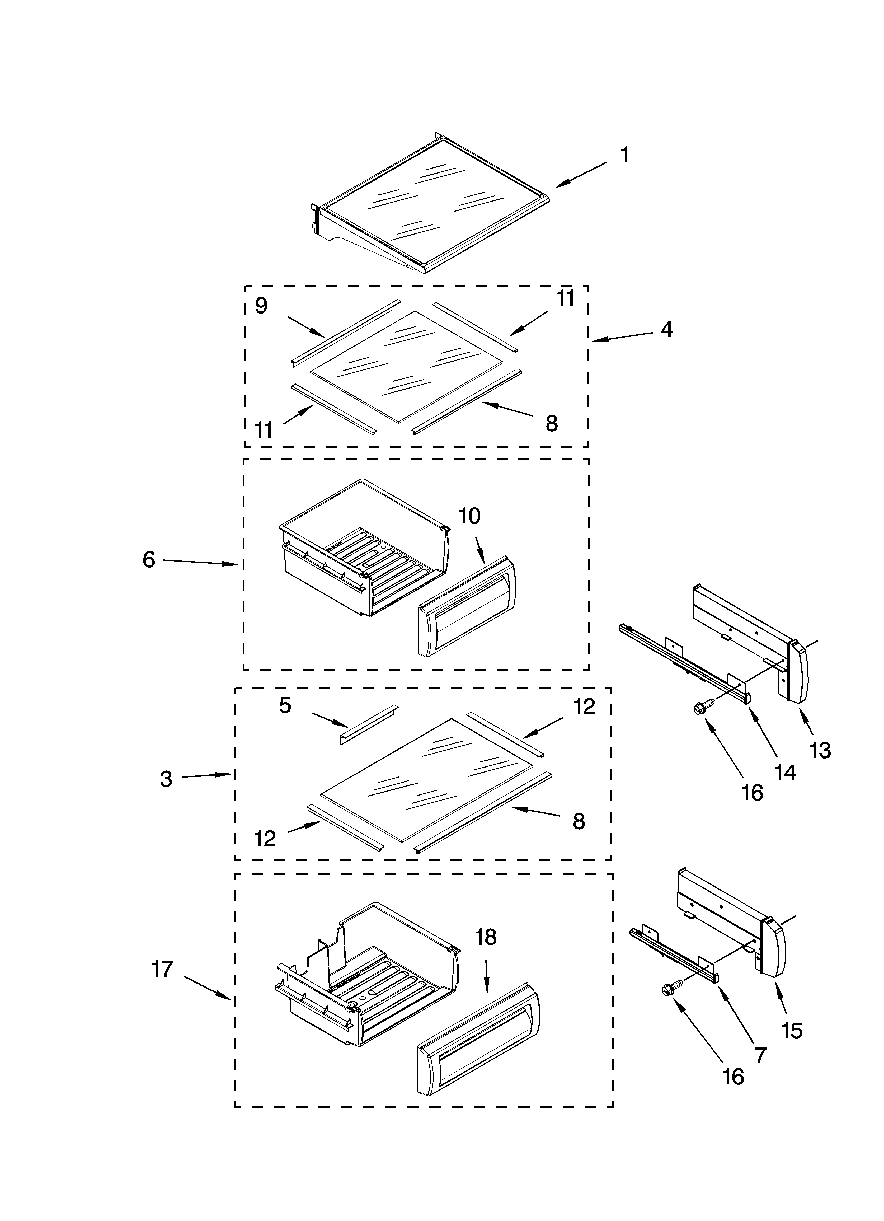 Refrigerator shelf parts