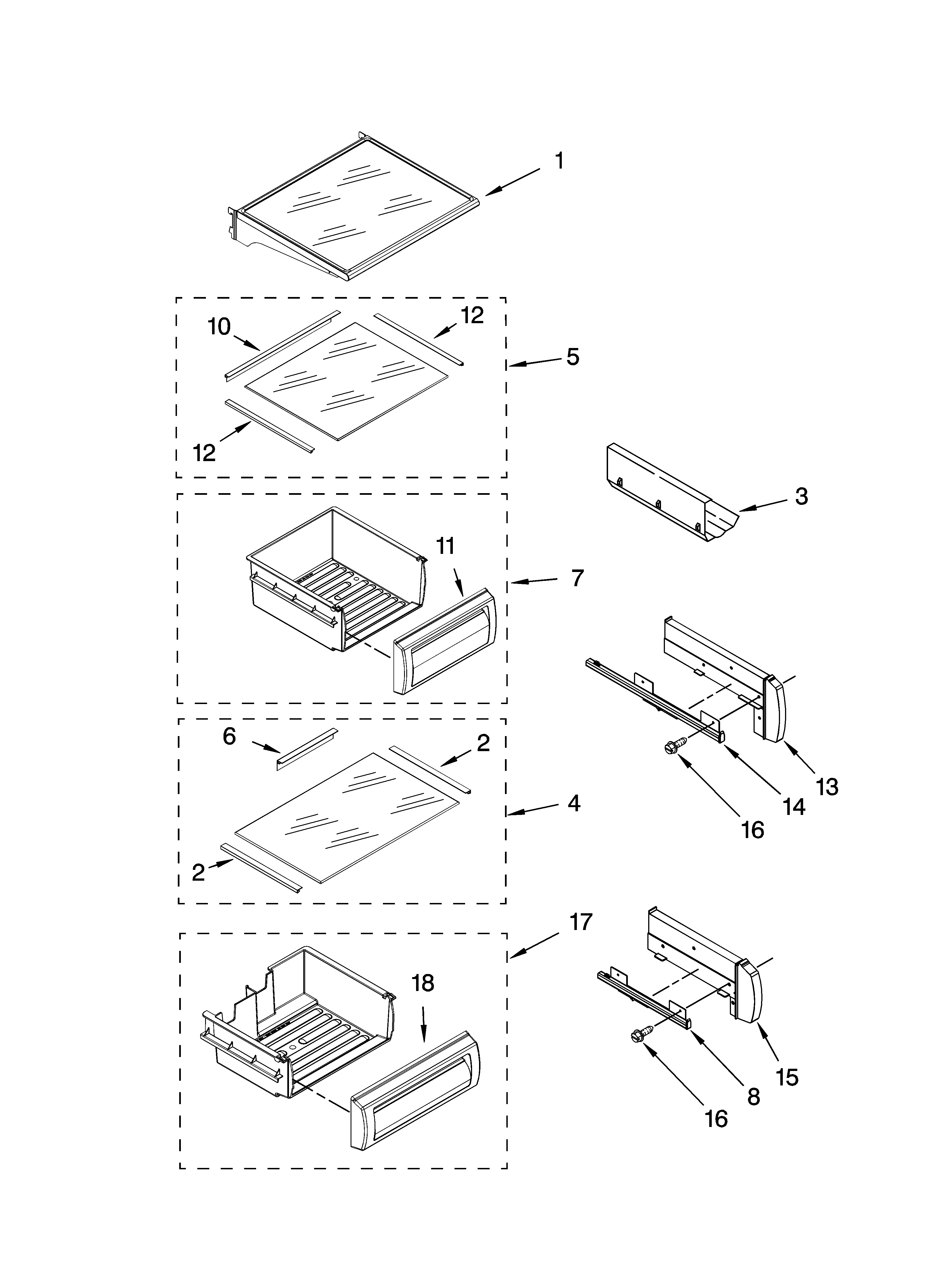 Refrigerator shelf parts