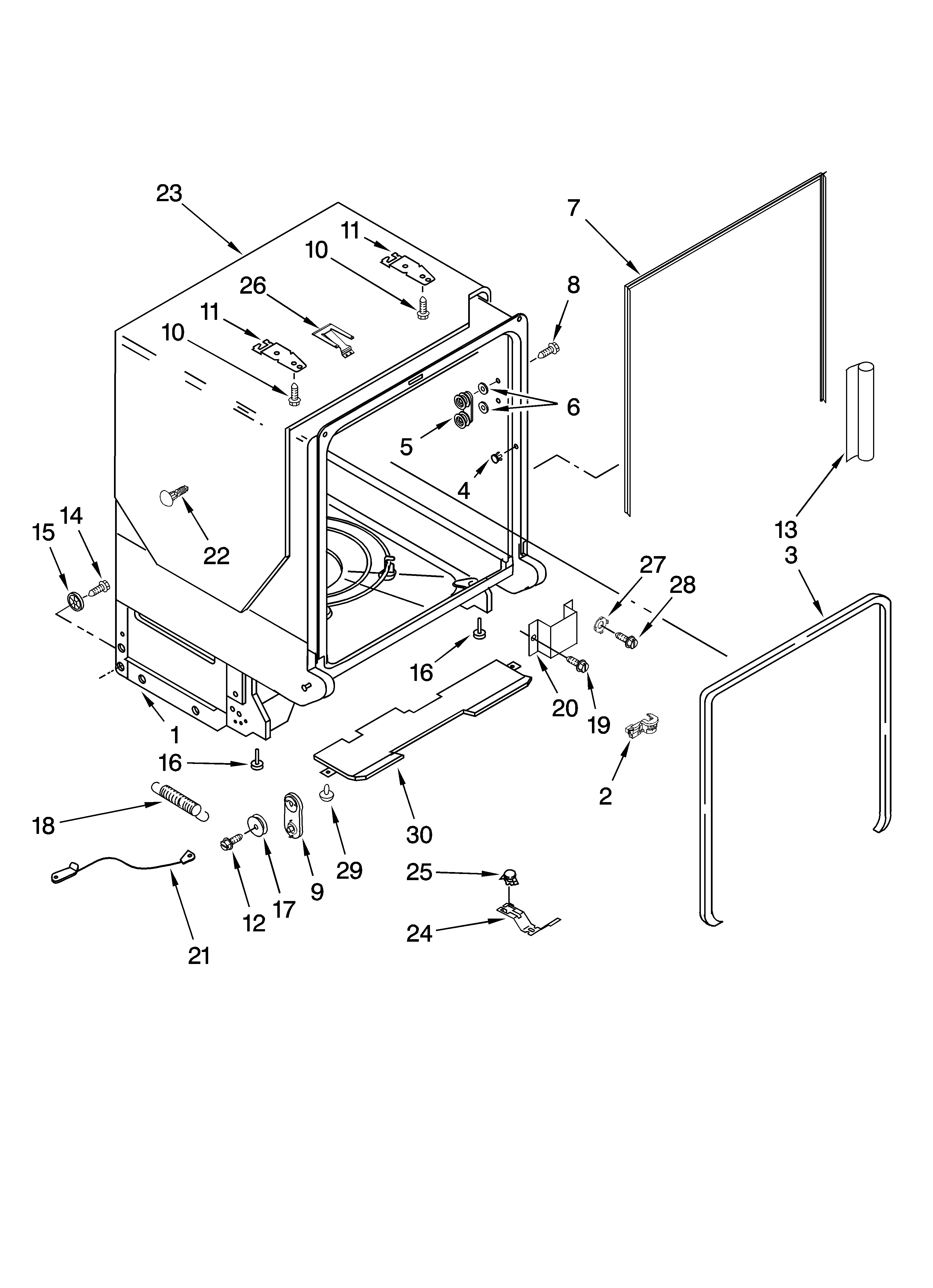 Tub and frame parts