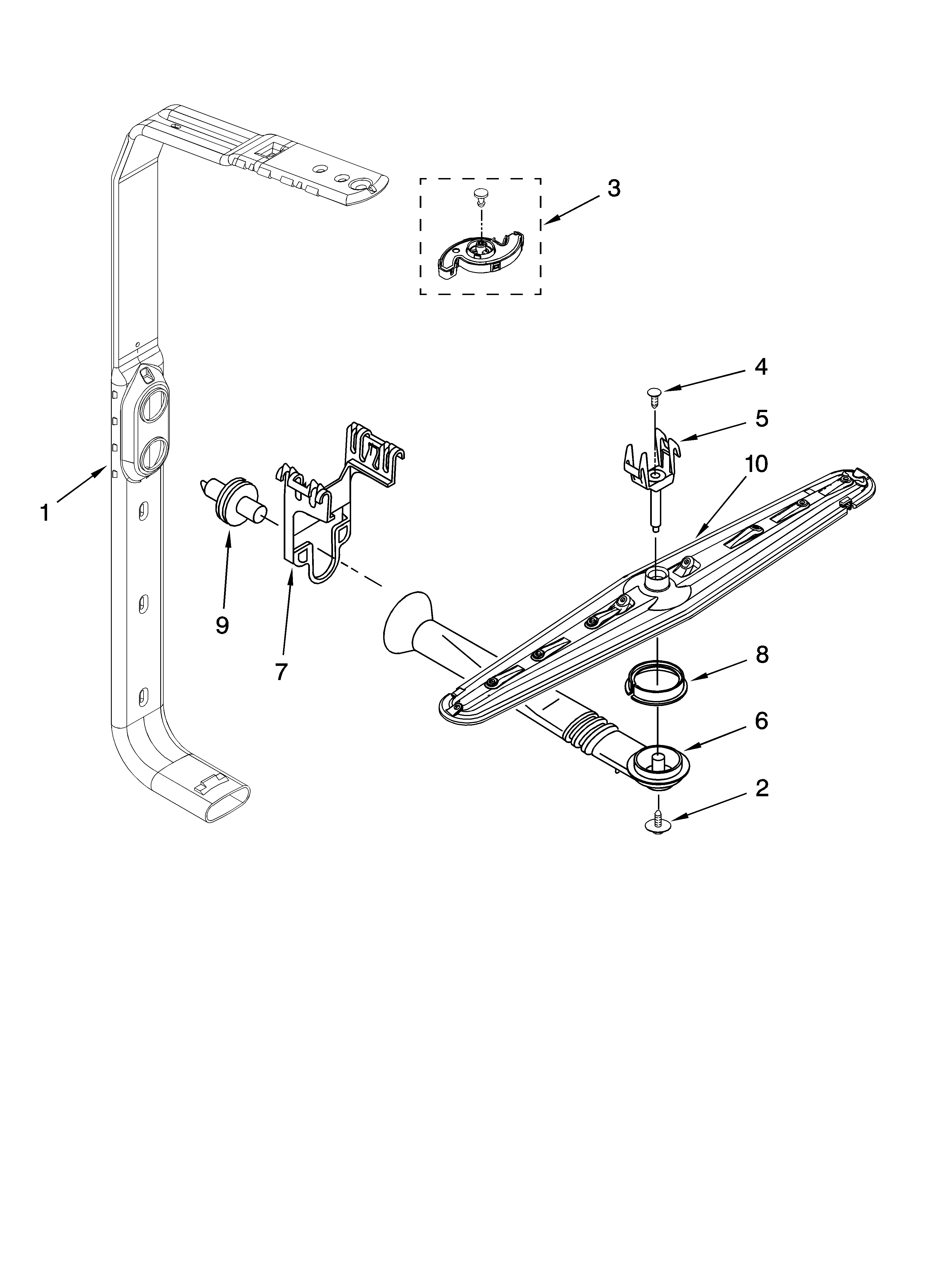 Upper wash and rinse parts