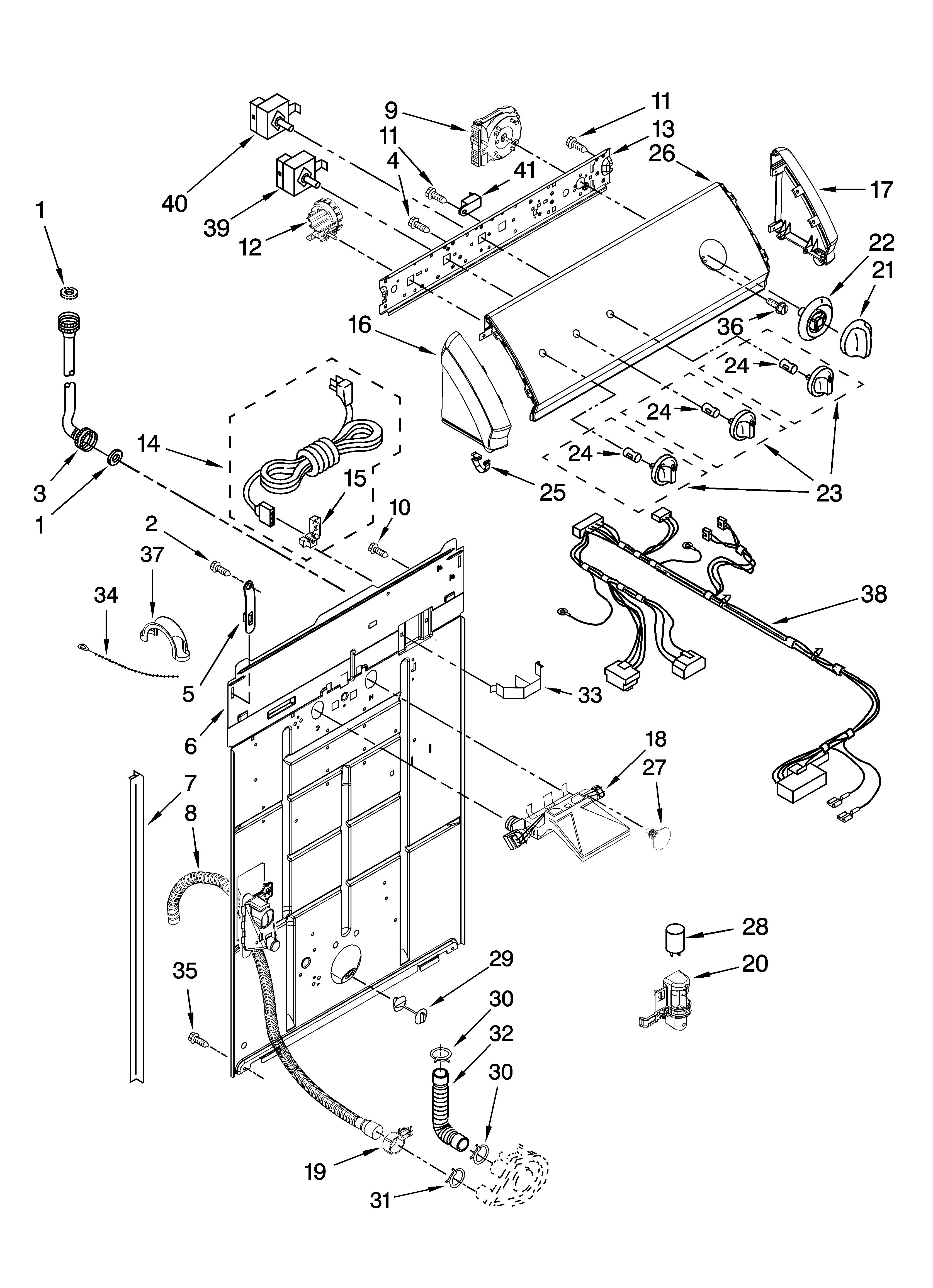 Controls and rear panel parts