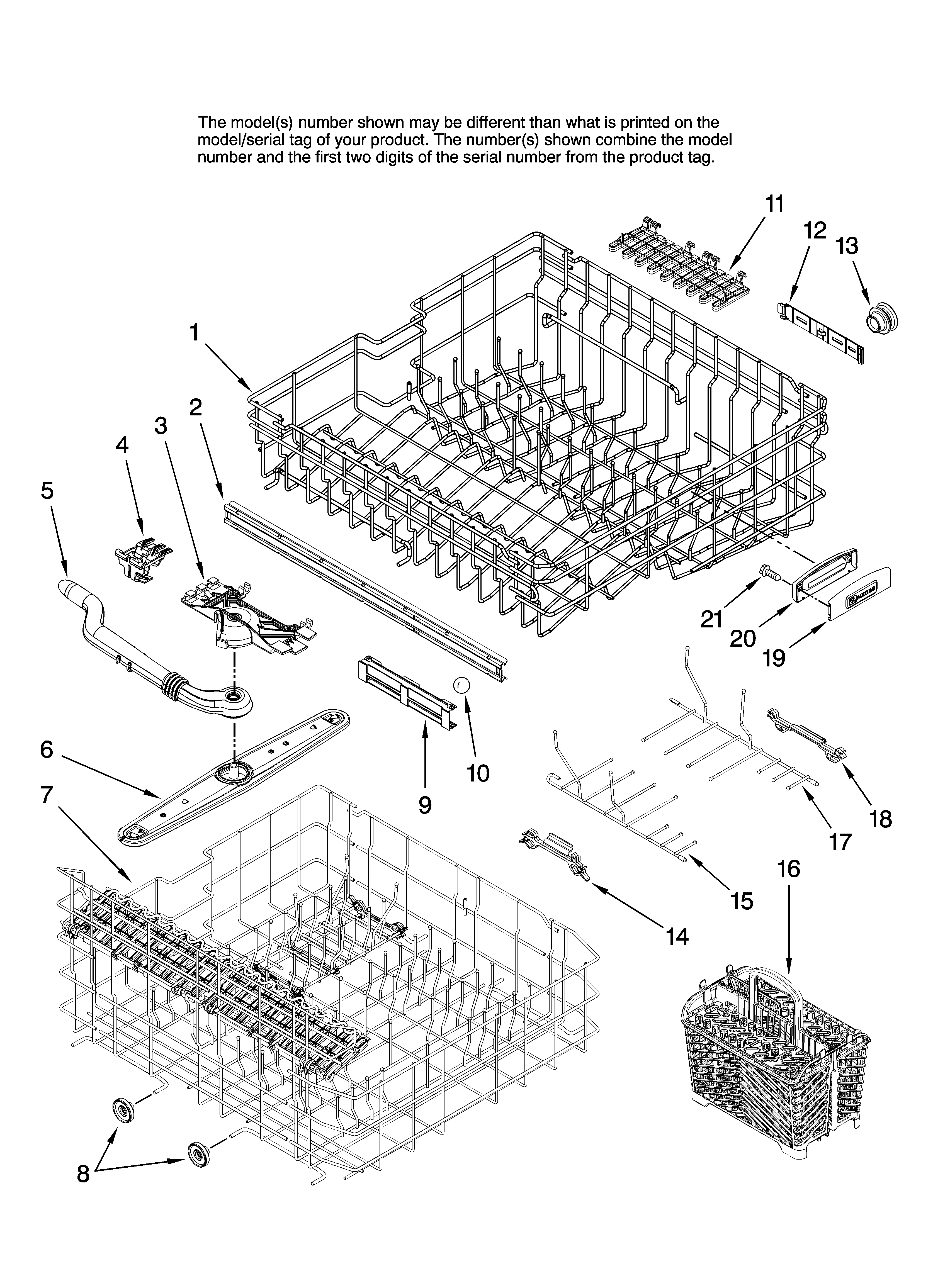 Upper and lower rack parts