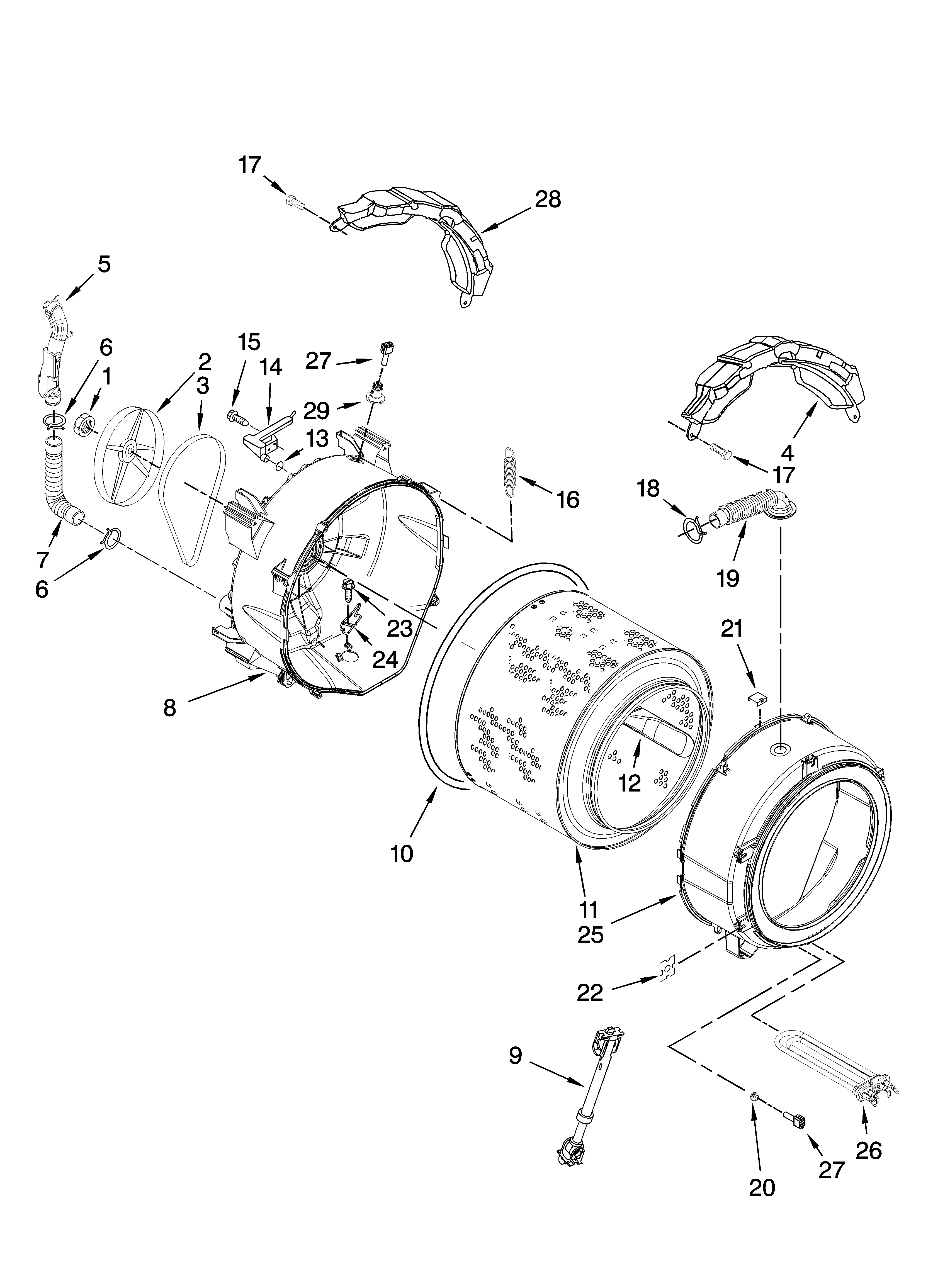 Tub and basket parts