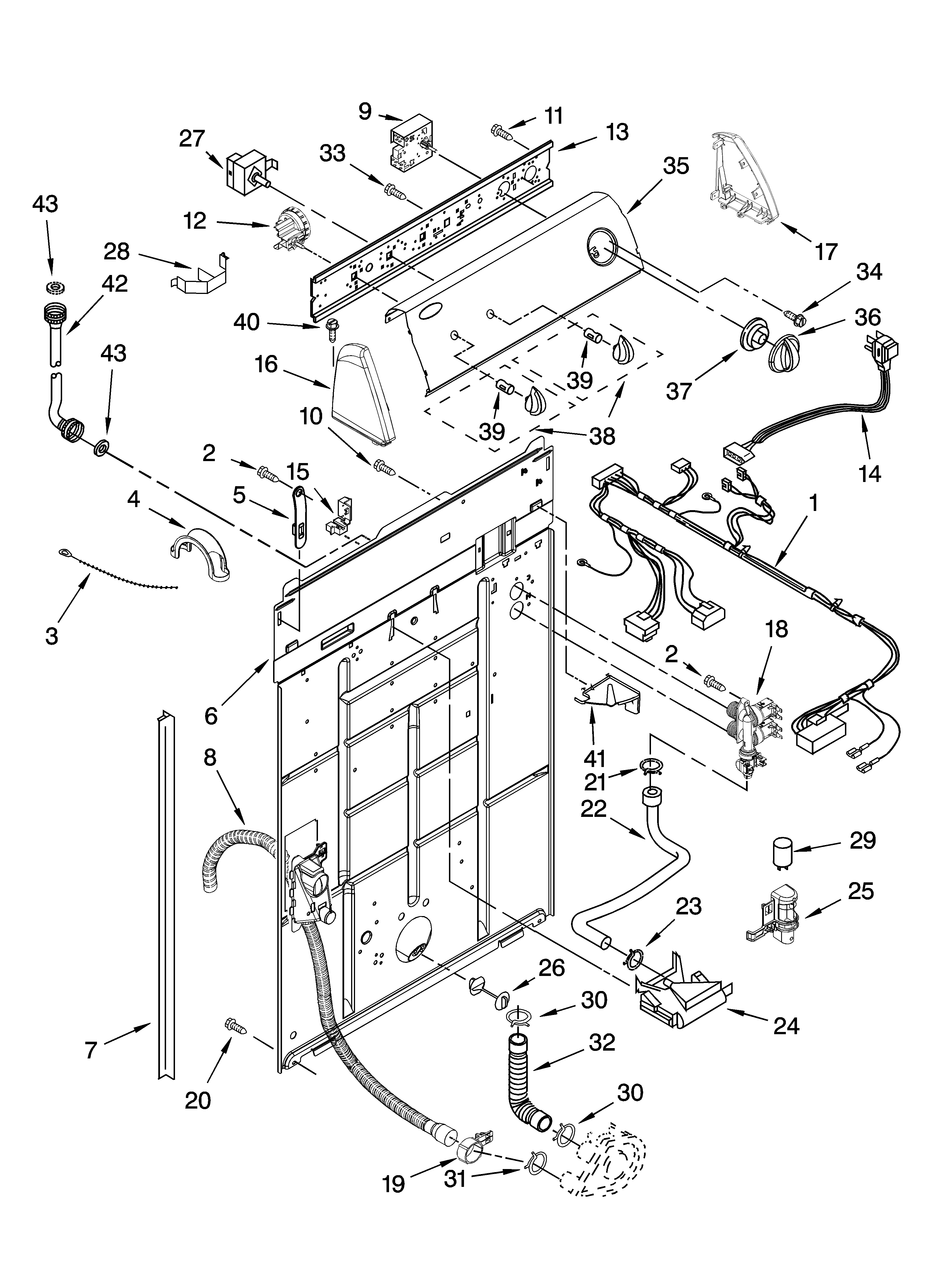 Controls and rear panel parts