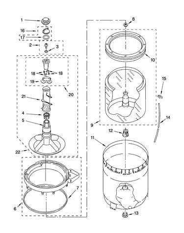 Agitator, basket and tub parts