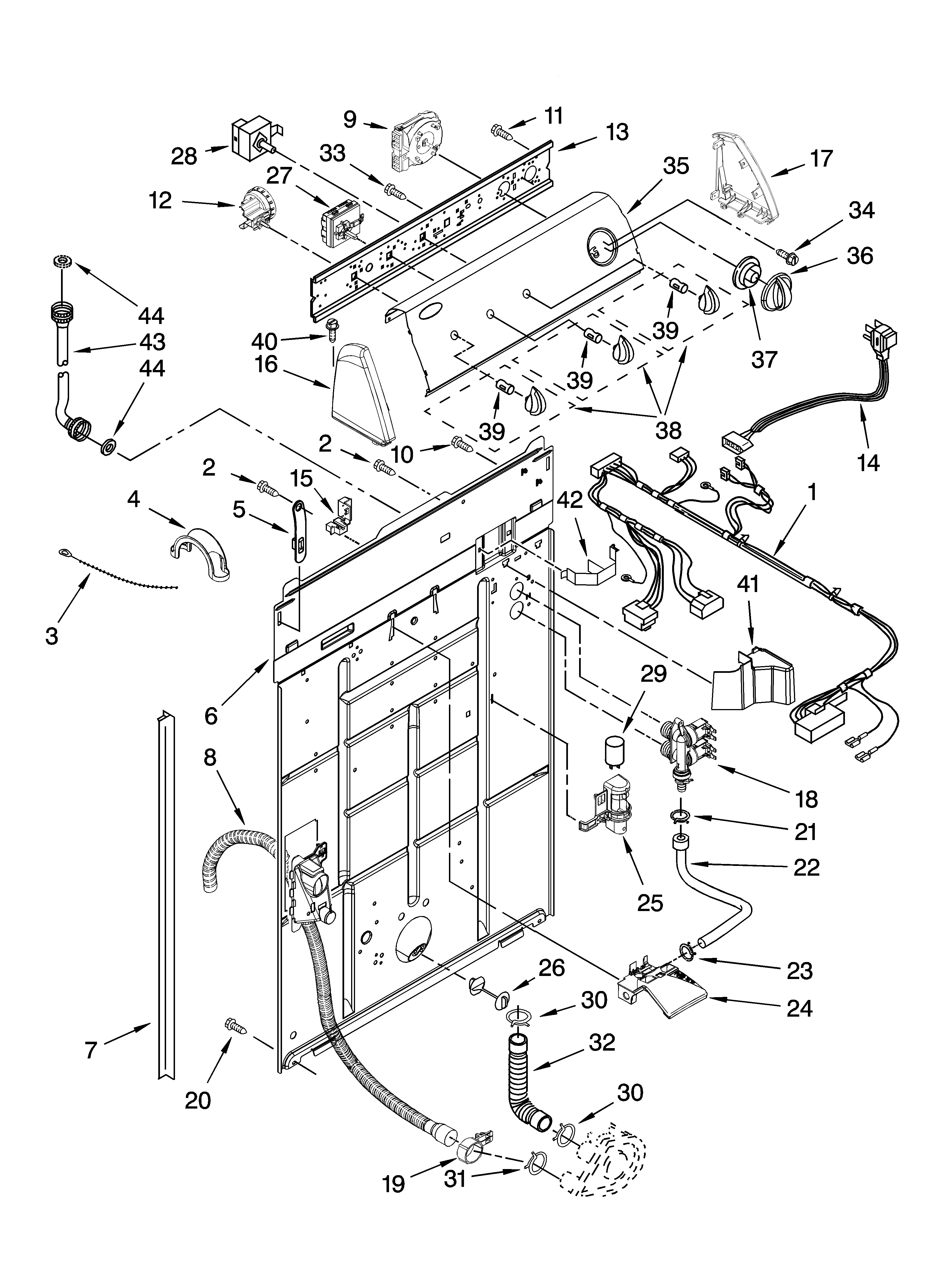 Controls and rear panel parts