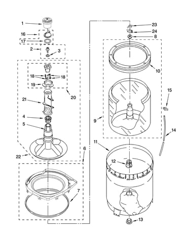 Agitator, basket and tub parts