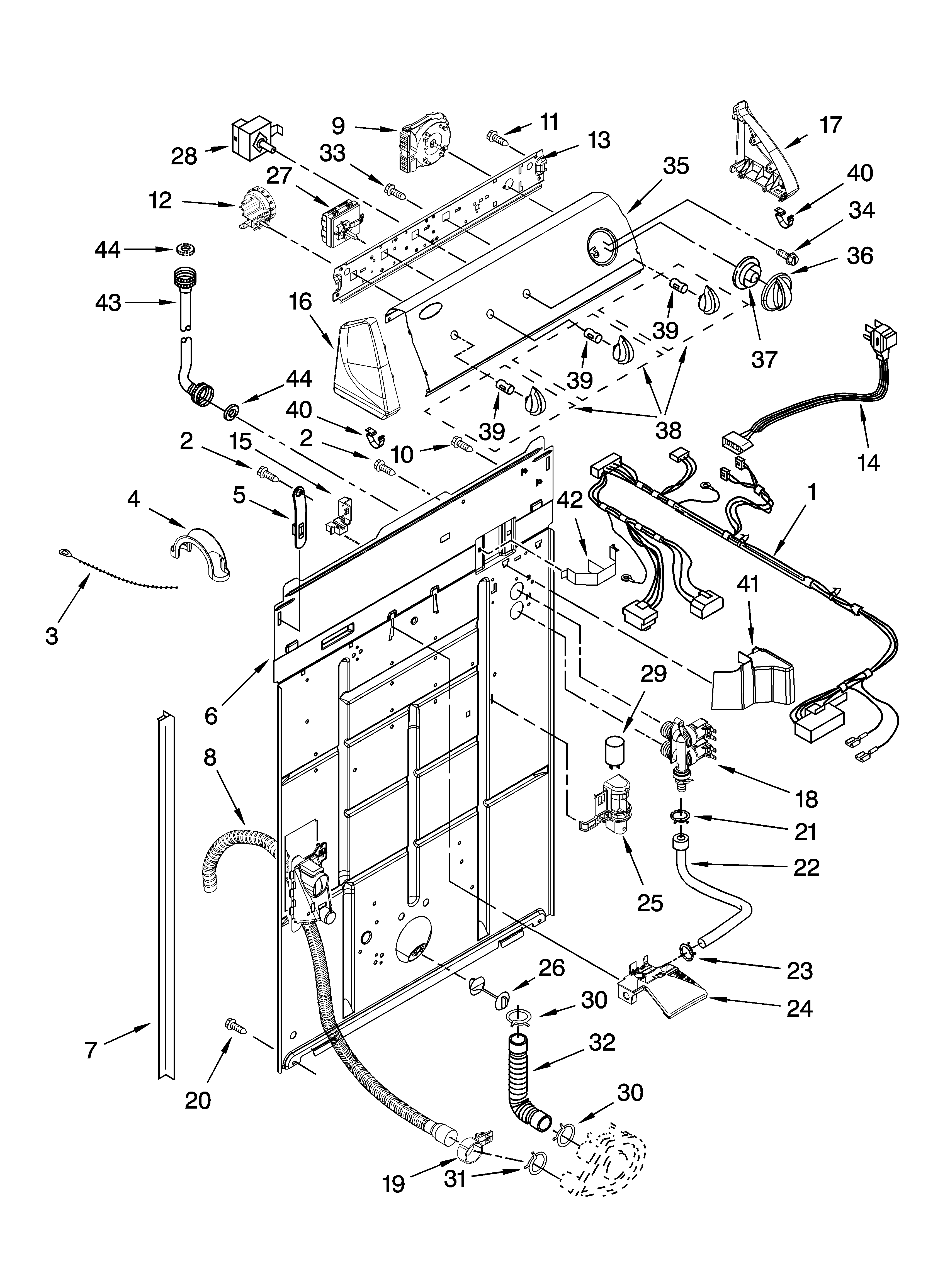 Controls and rear panel parts