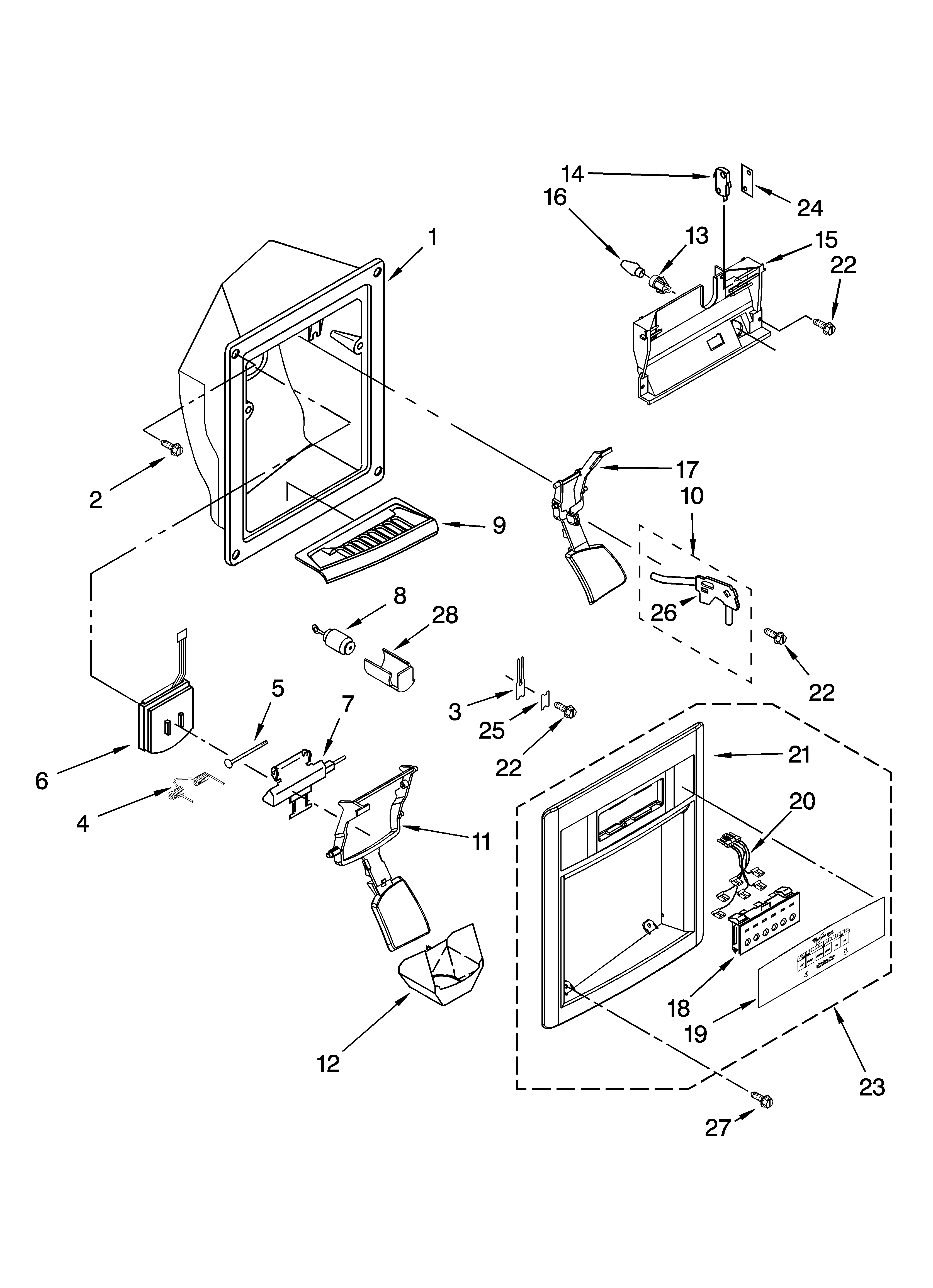 Dispenser front parts
