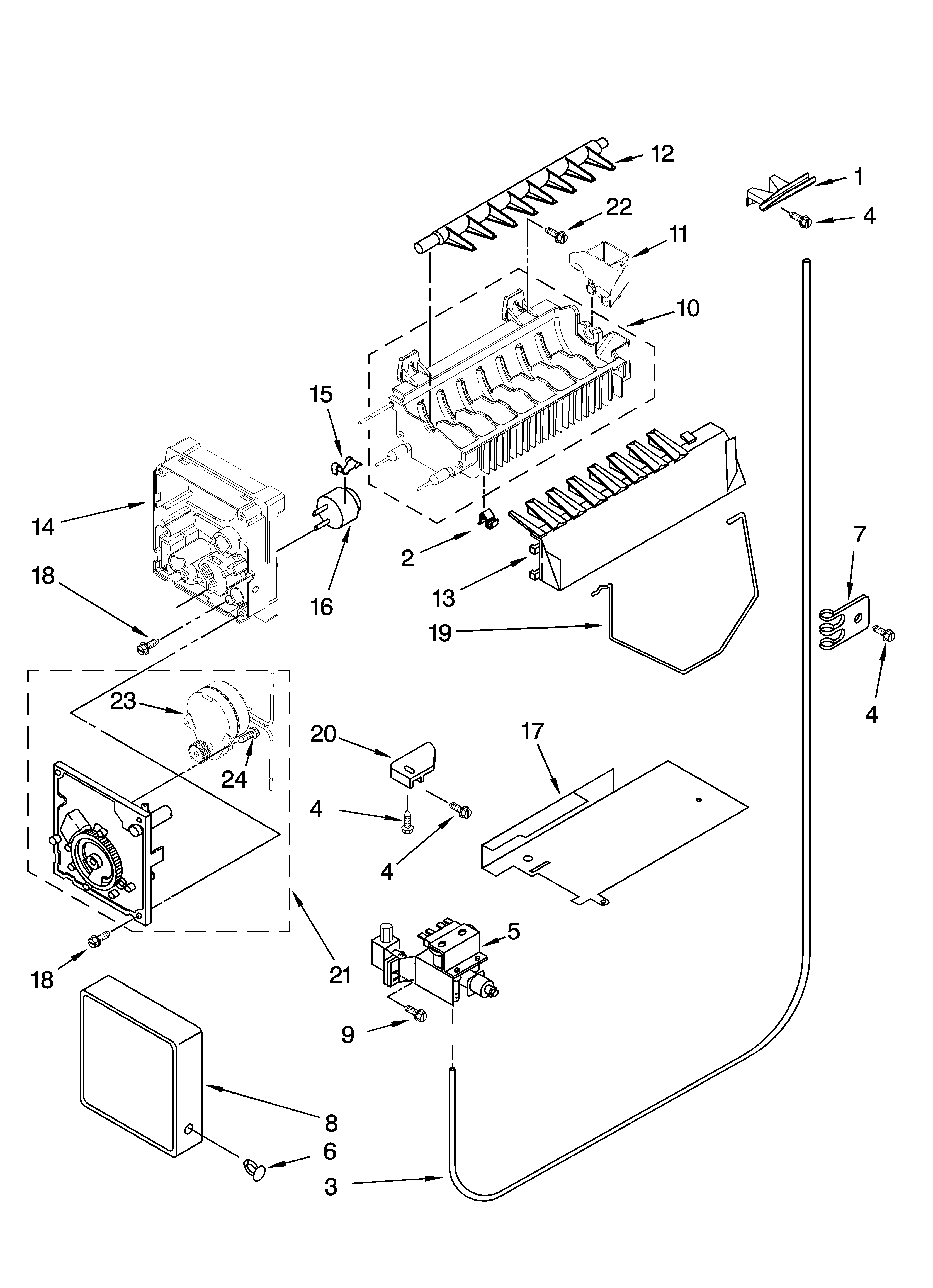 Icemaker parts, optional parts (not included)