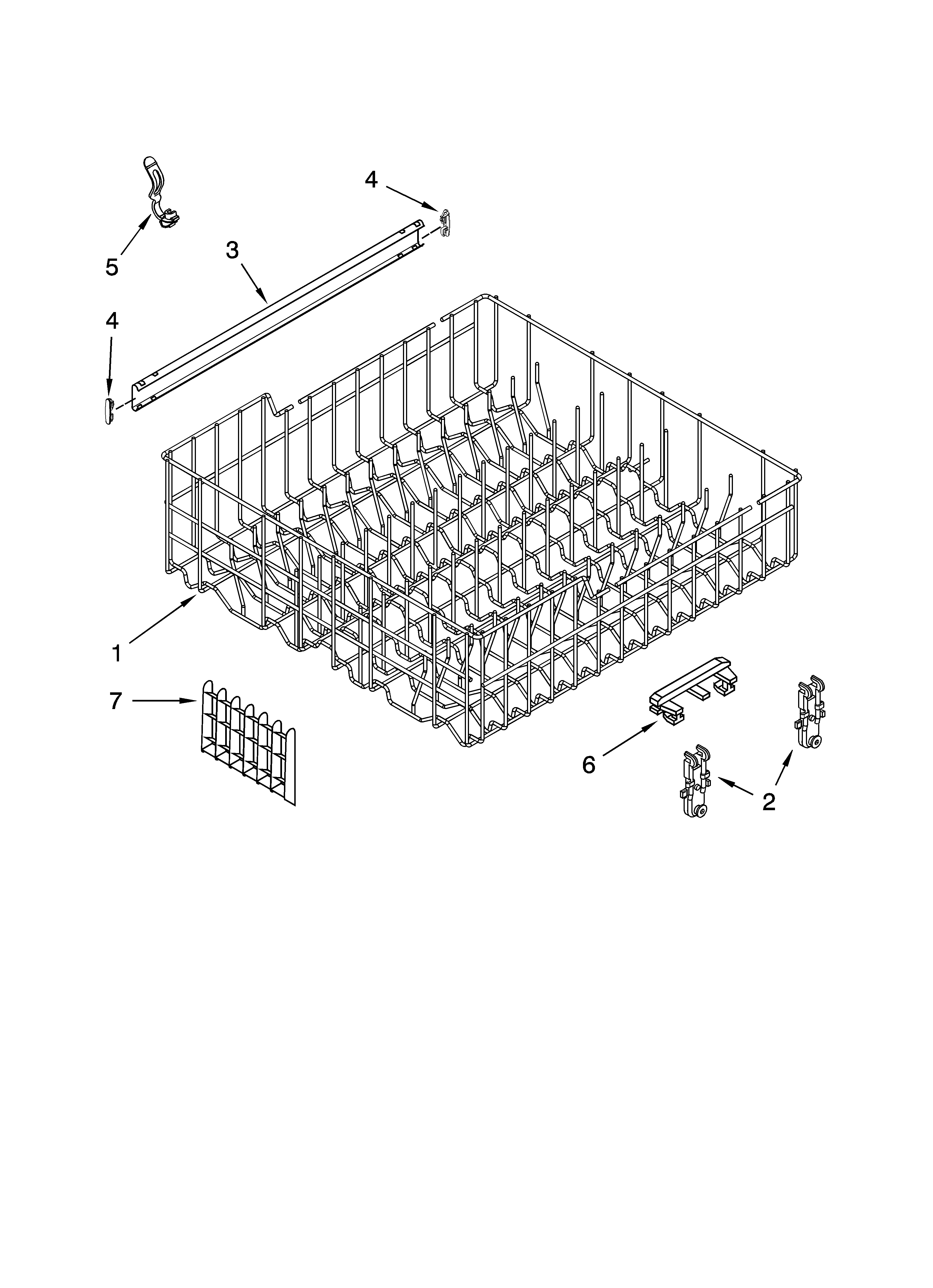 Upper rack and track parts