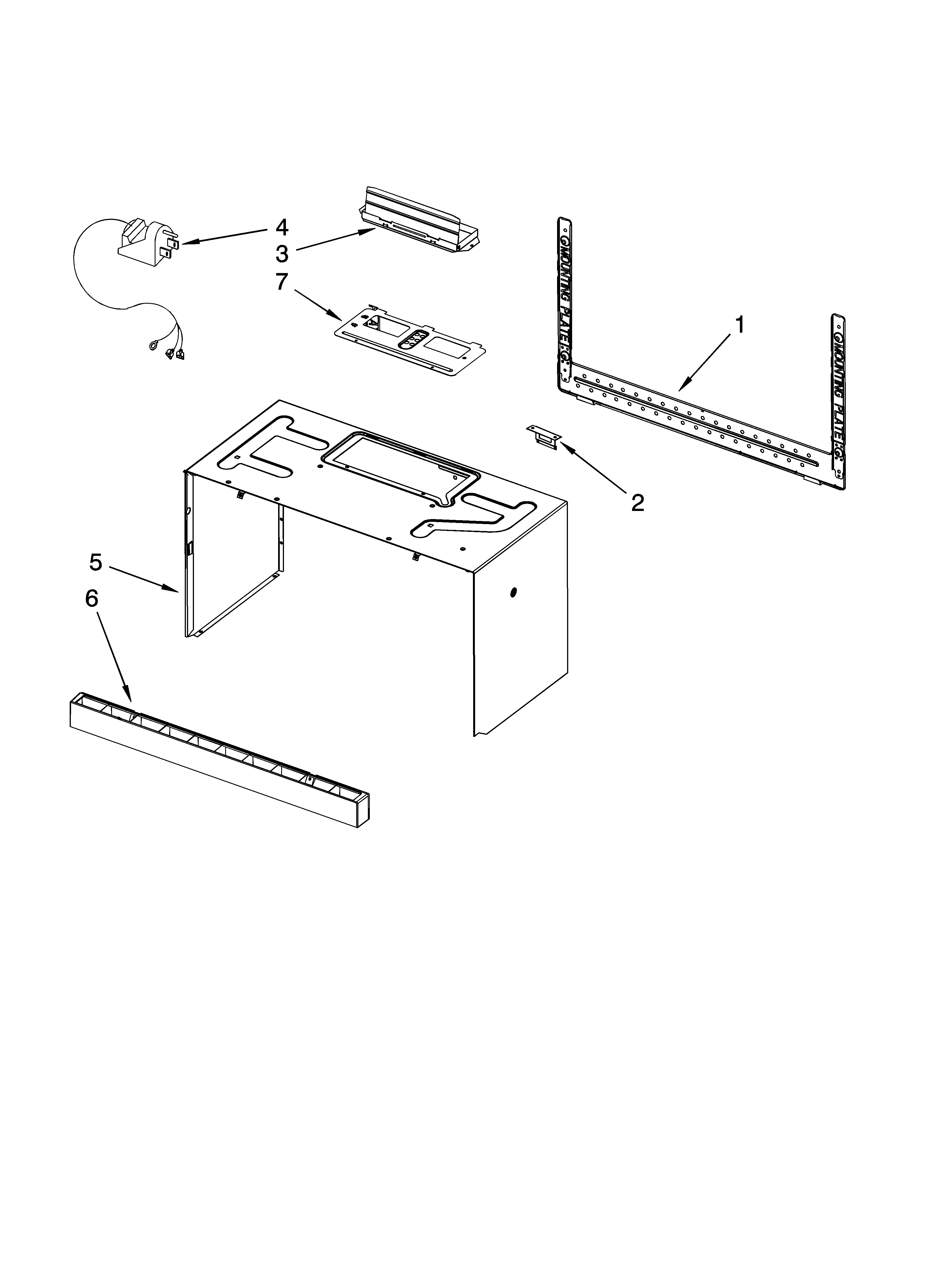 Cabinet and installation parts