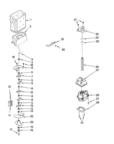 Motor and ice container parts