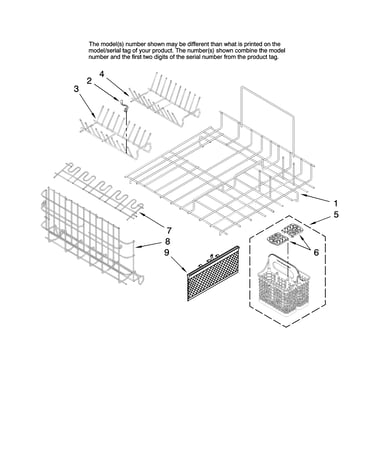 Upper and lower dishrack parts