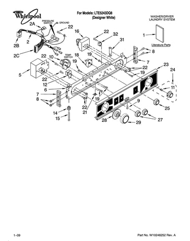 Washer/dryer control panel parts