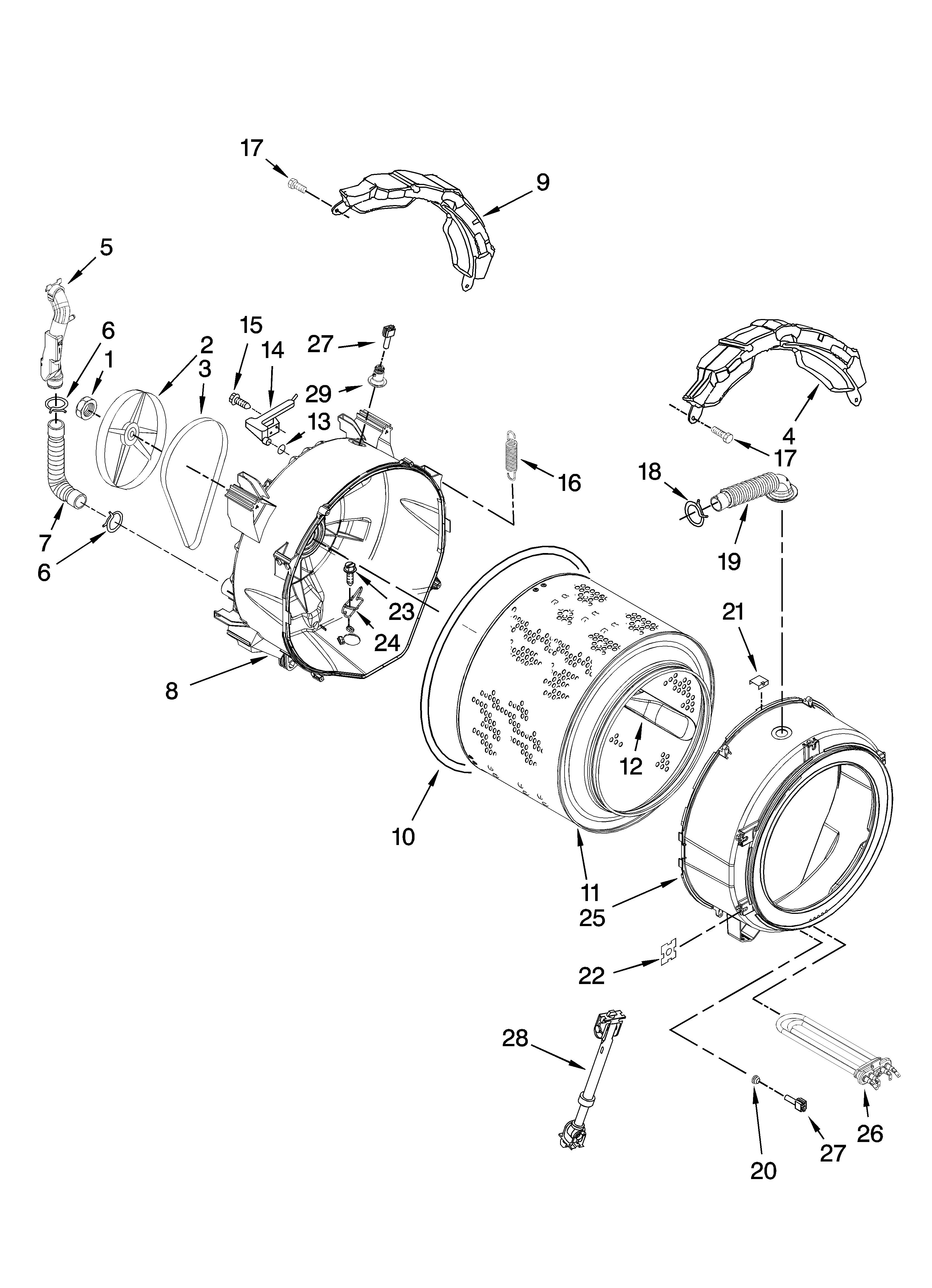Tub and basket parts