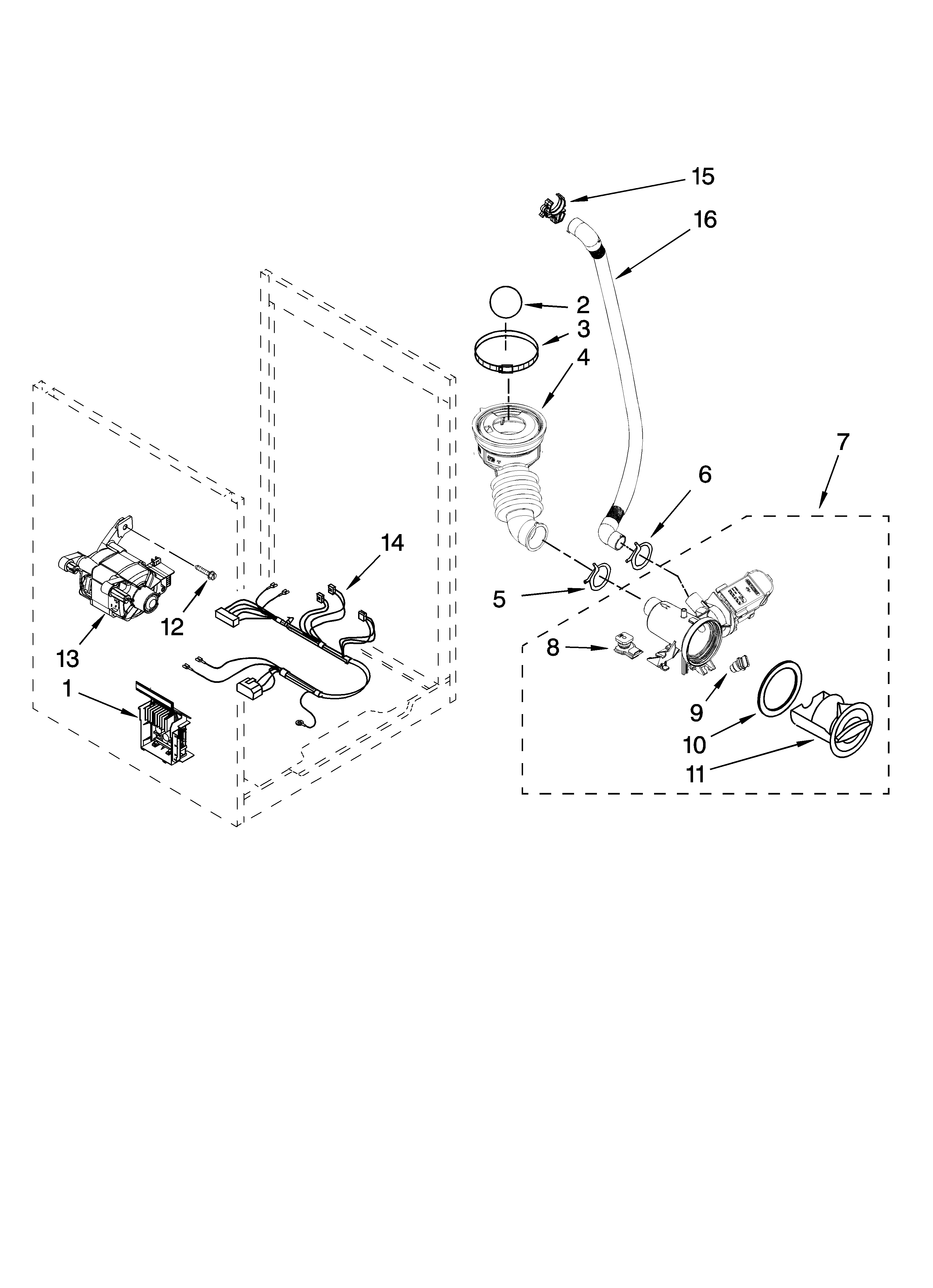 Pump and motor parts, optional parts (not included)