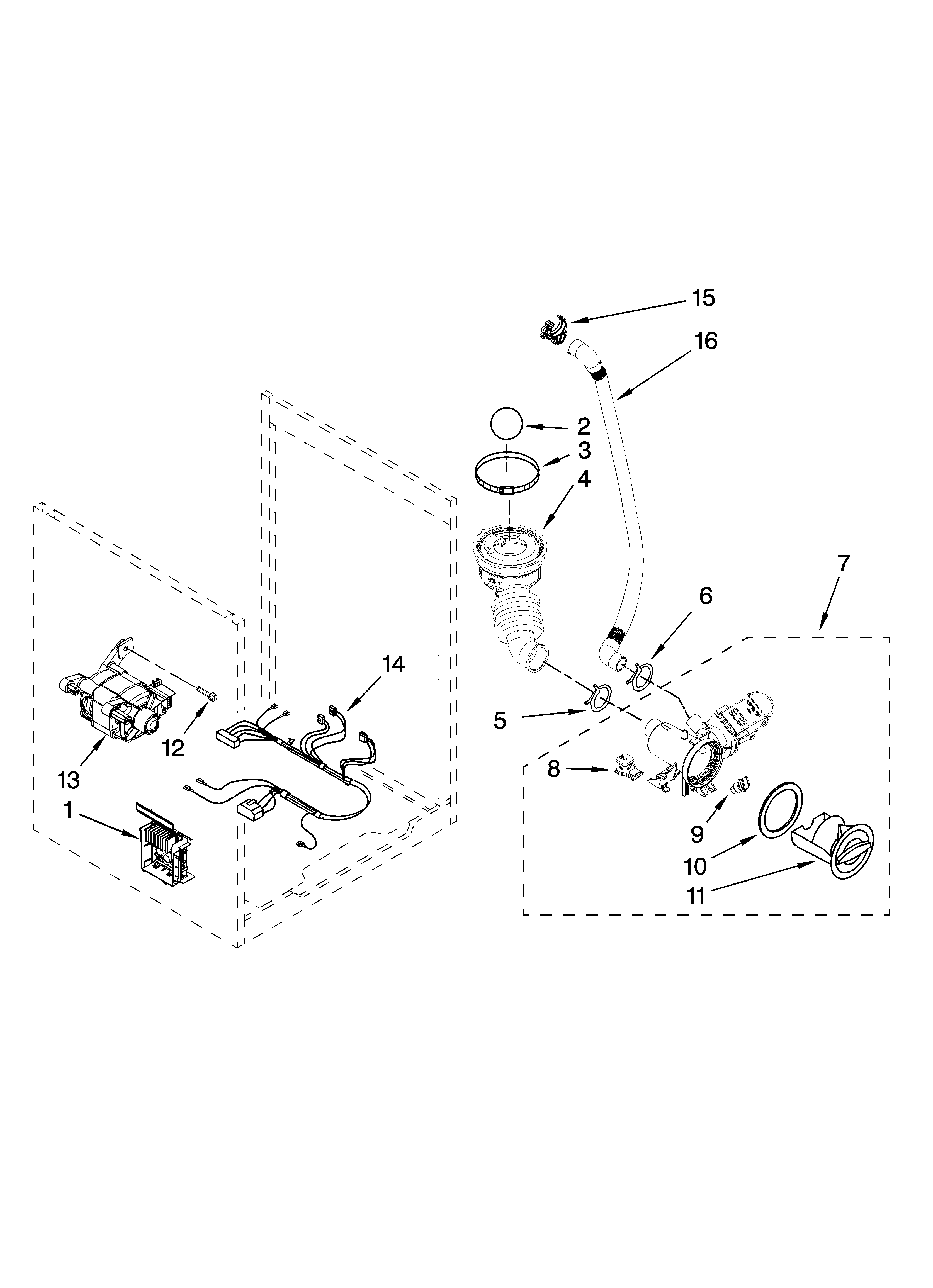 Pump and motor parts, optional parts (not included)