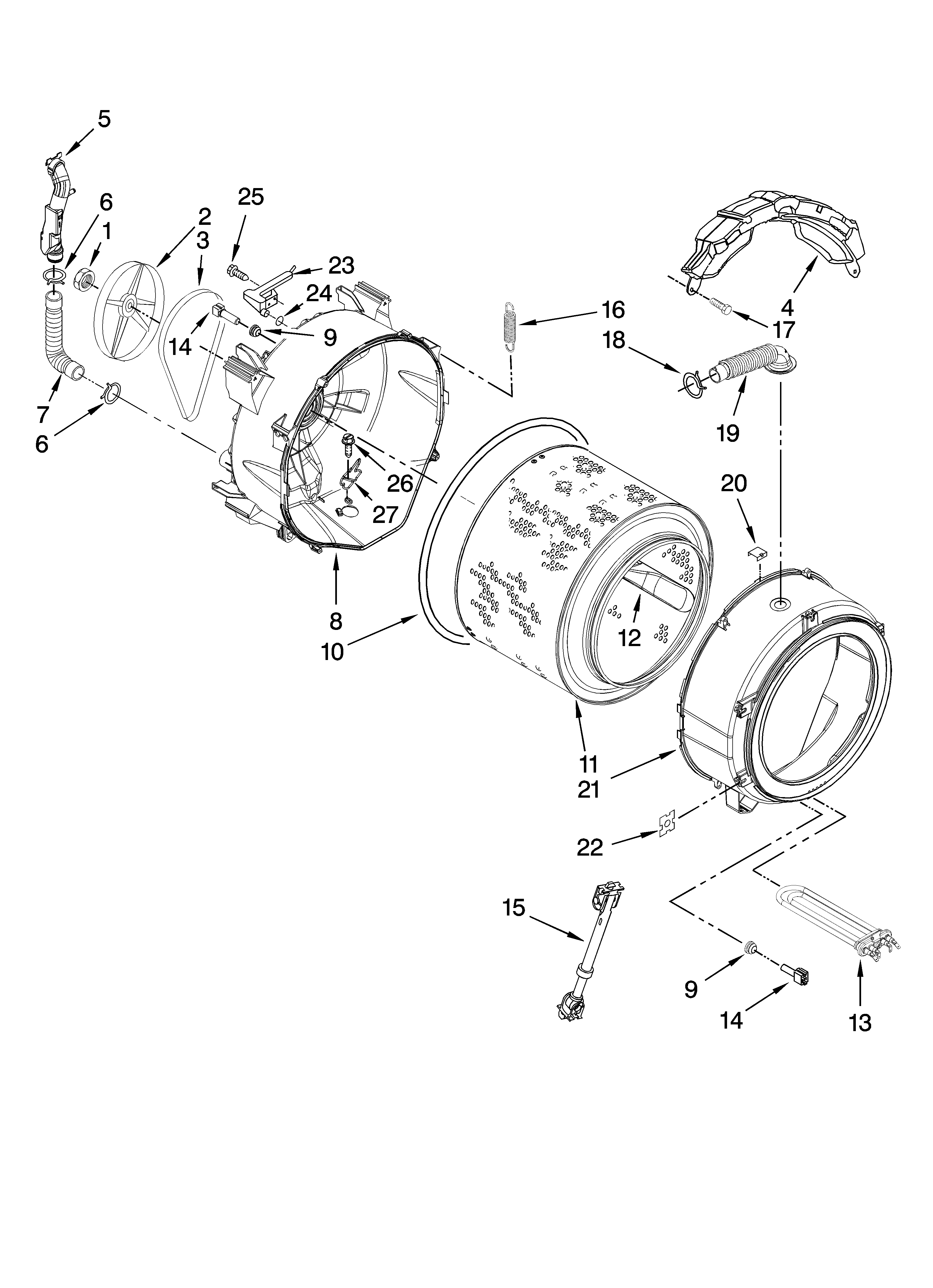 Tub and basket parts