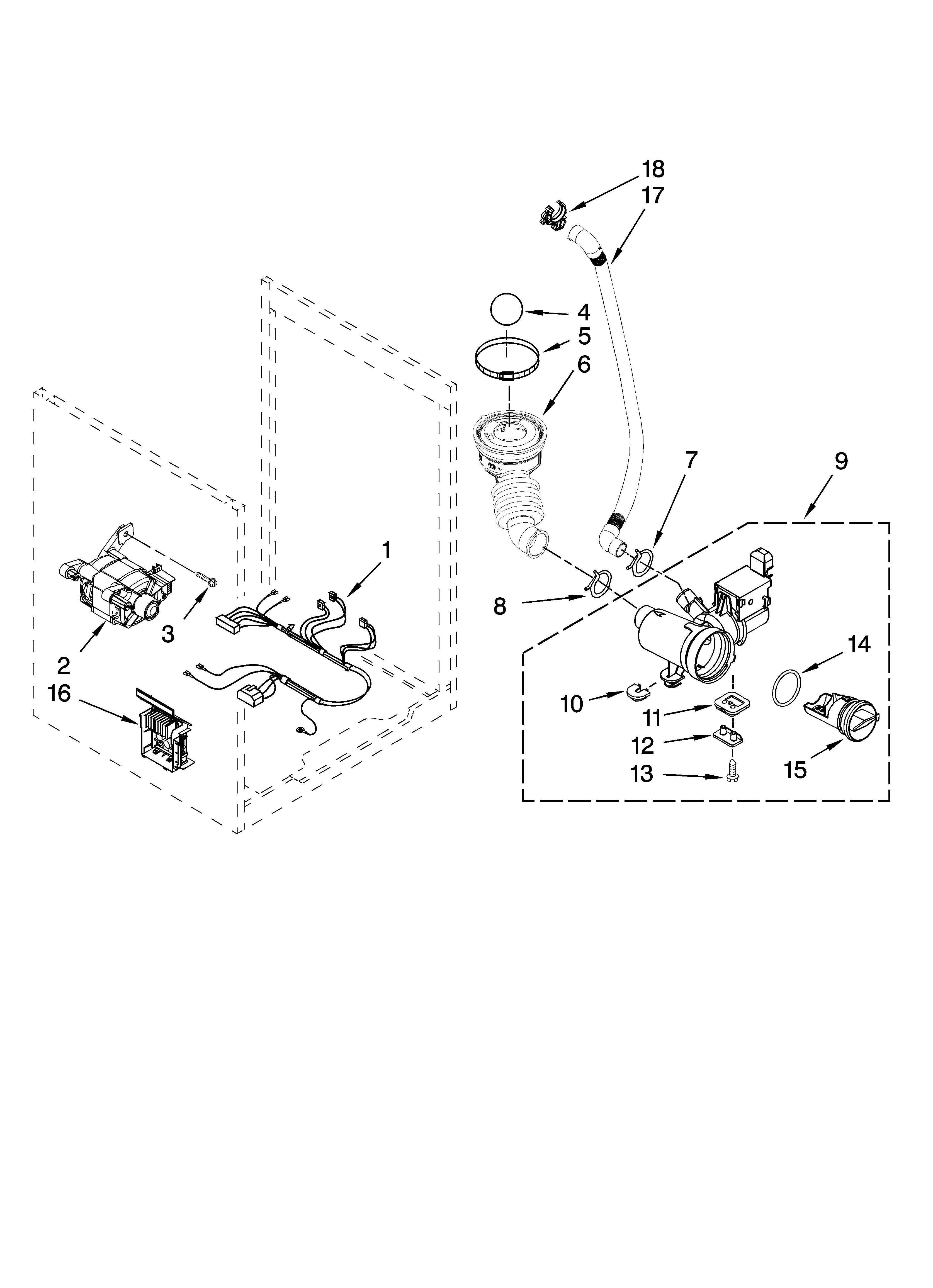 Pump and motor parts, optional parts (not included)