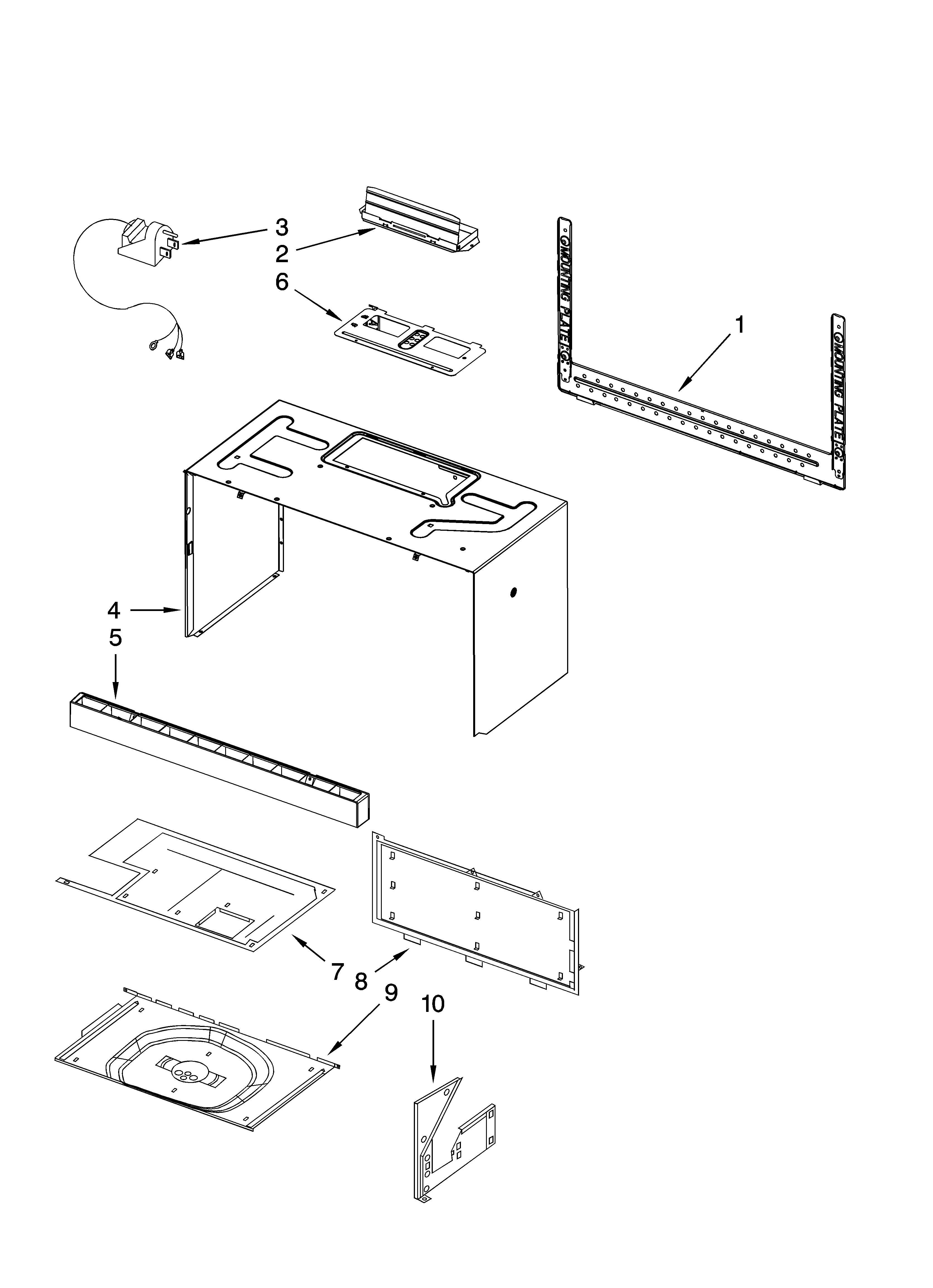 Cabinet and installation parts