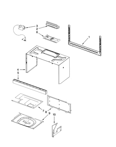 Cabinet and installation parts