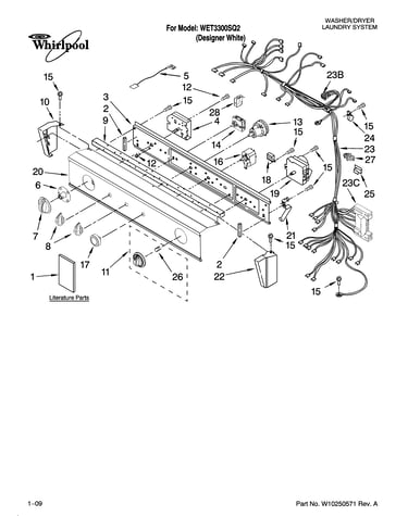Washer/dryer control panel parts