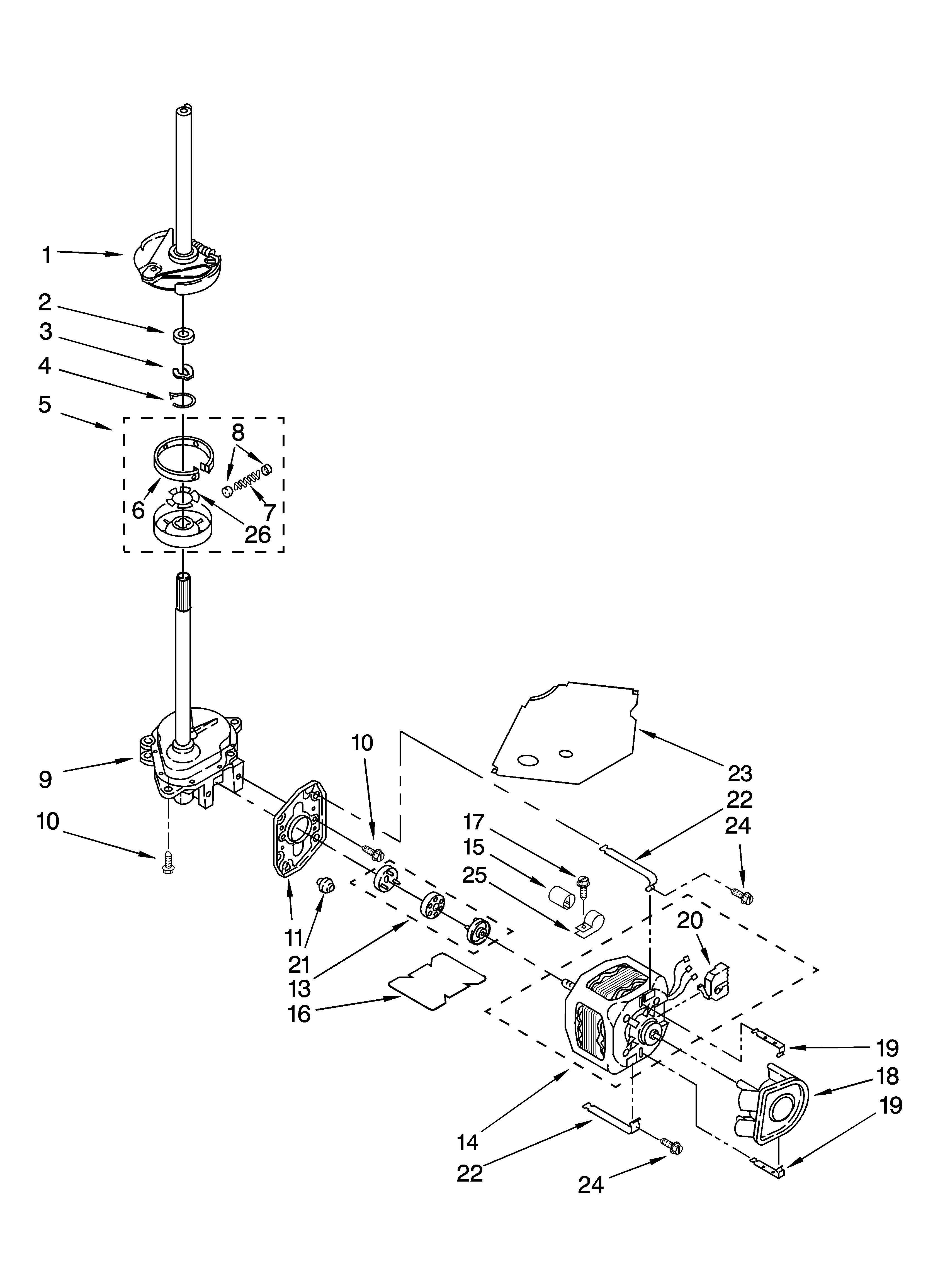 Brake, clutch, gearcase, motor and pump parts
