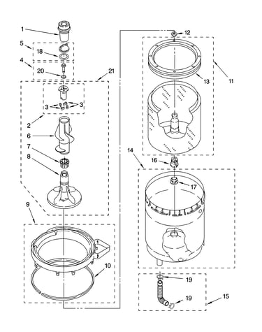 Agitator, basket and tub parts