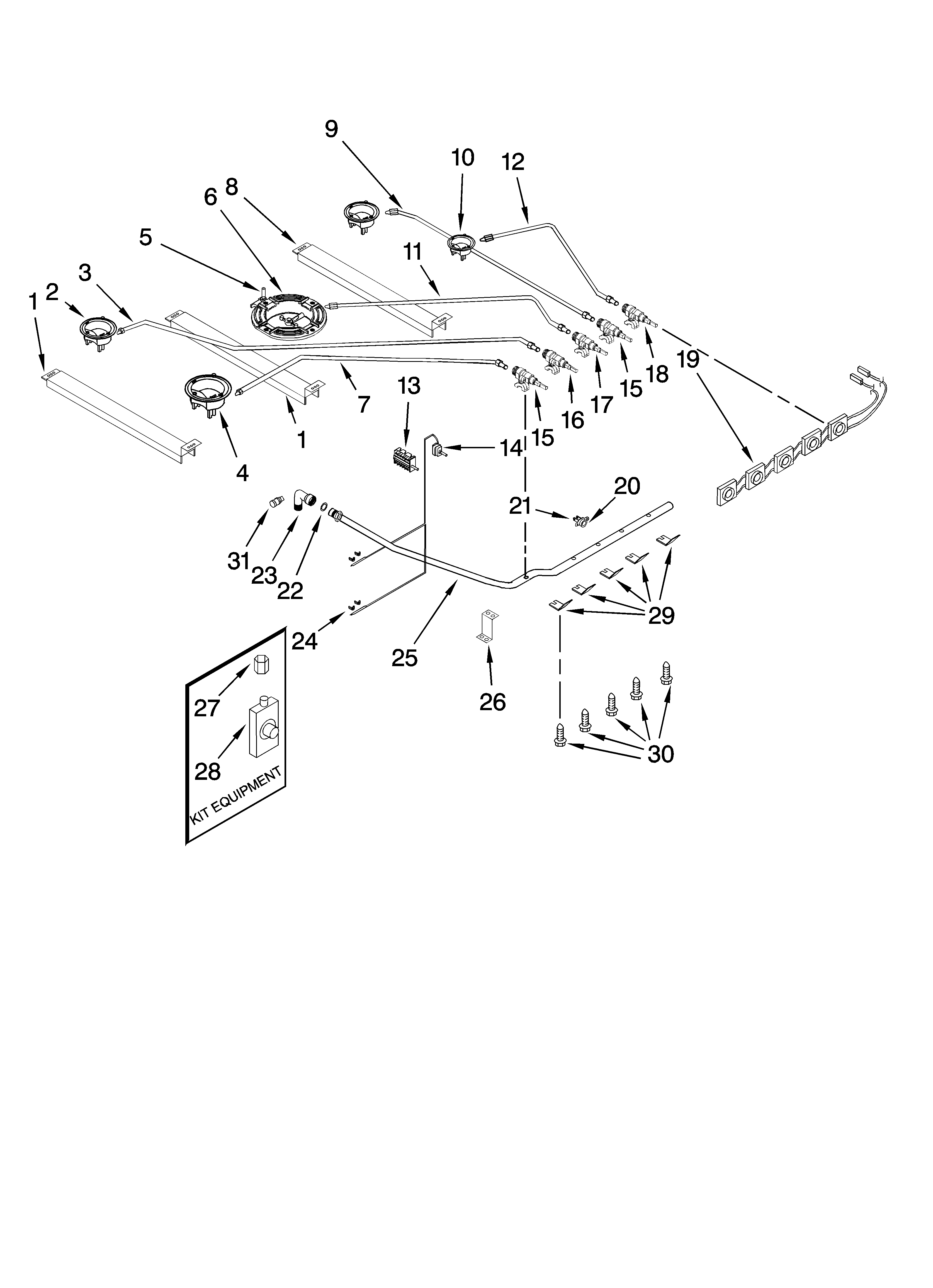 Burner box and manifold parts