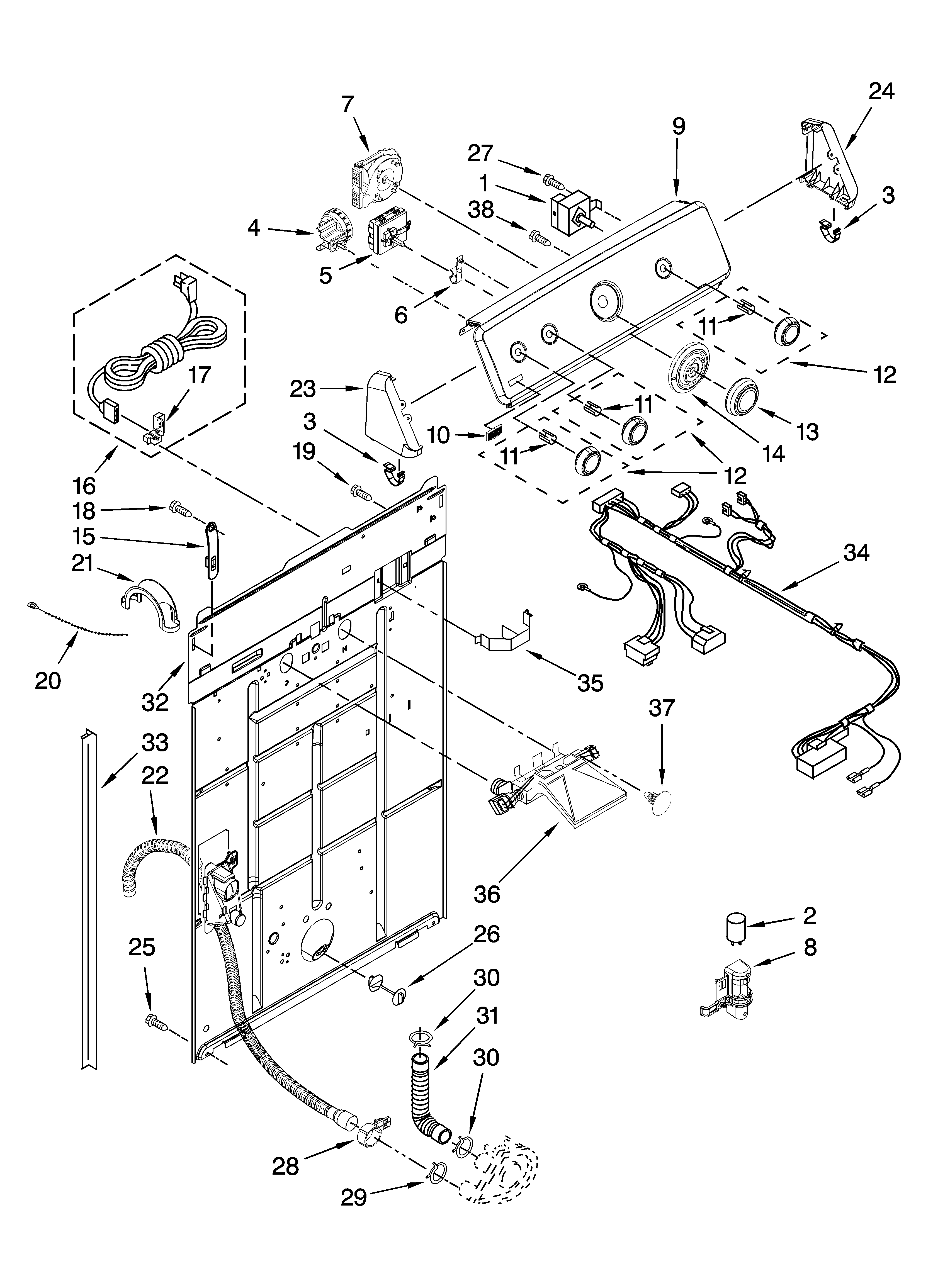 Controls and rear panel parts