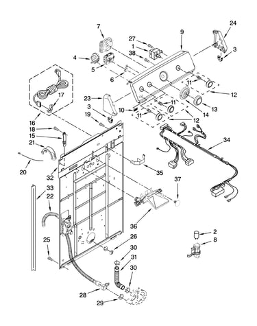 Controls and rear panel parts