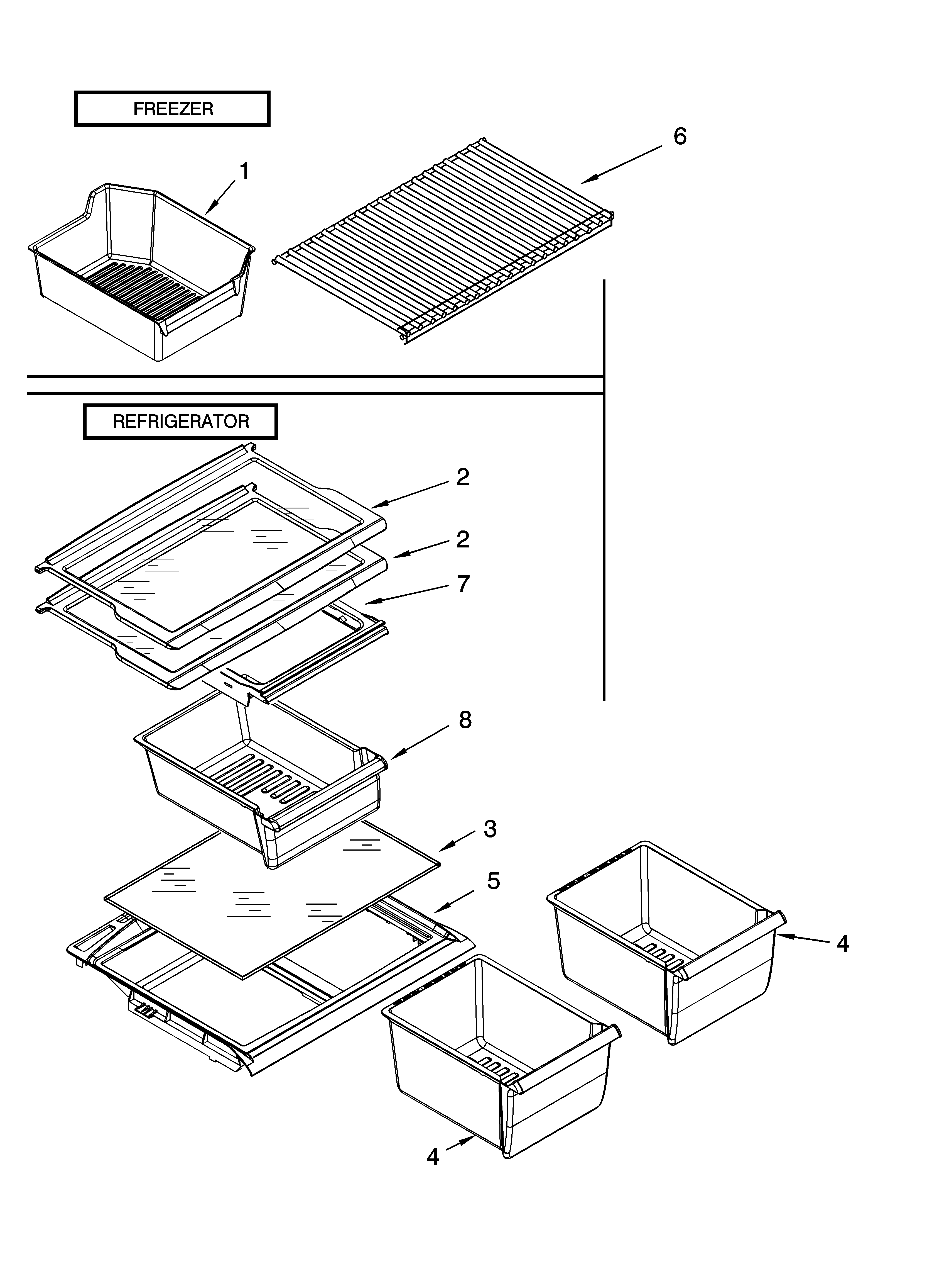 SHELF PARTS, OPTIONAL PARTS (NOT INCLUDED)