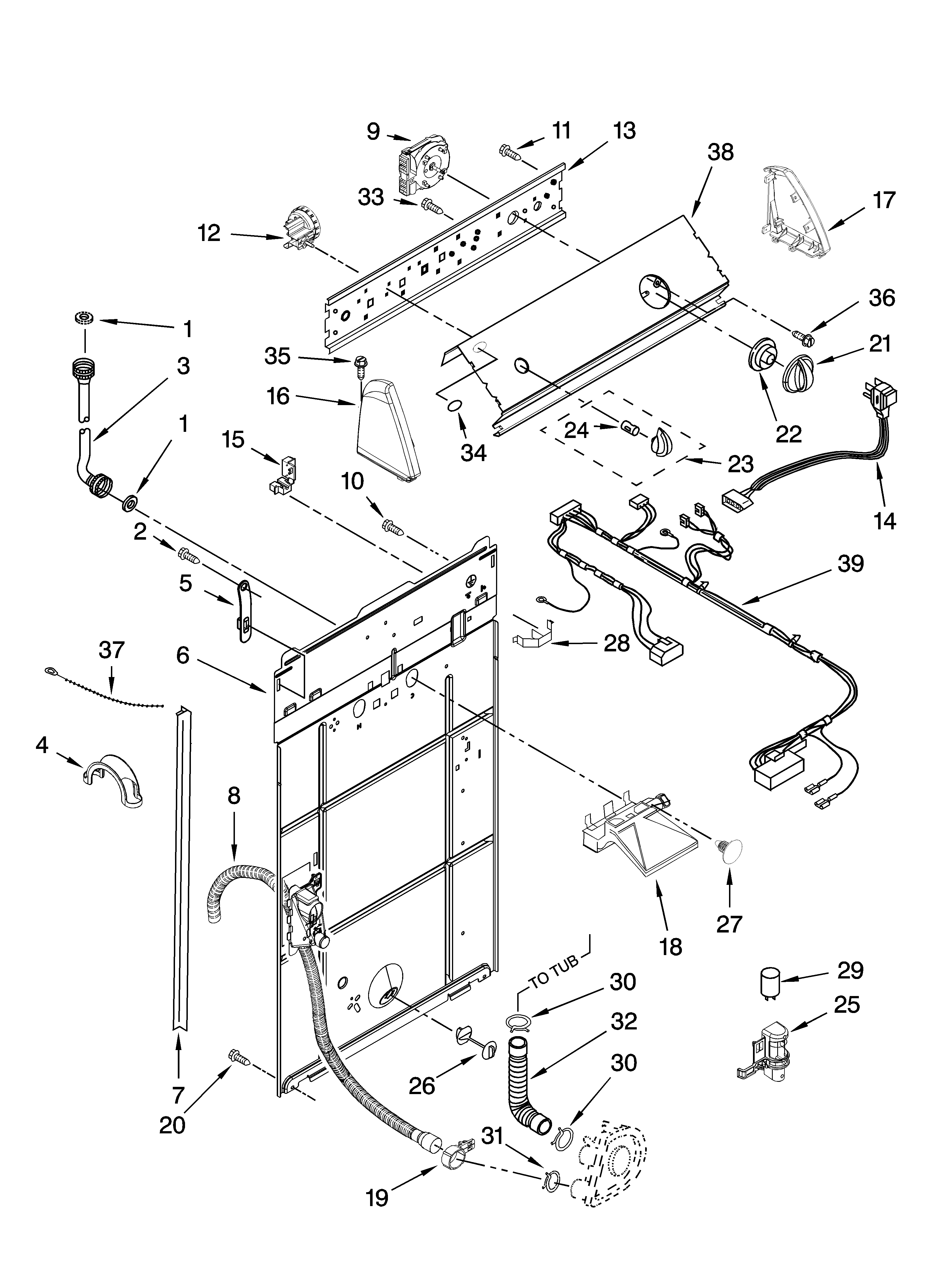 Controls and rear panel parts