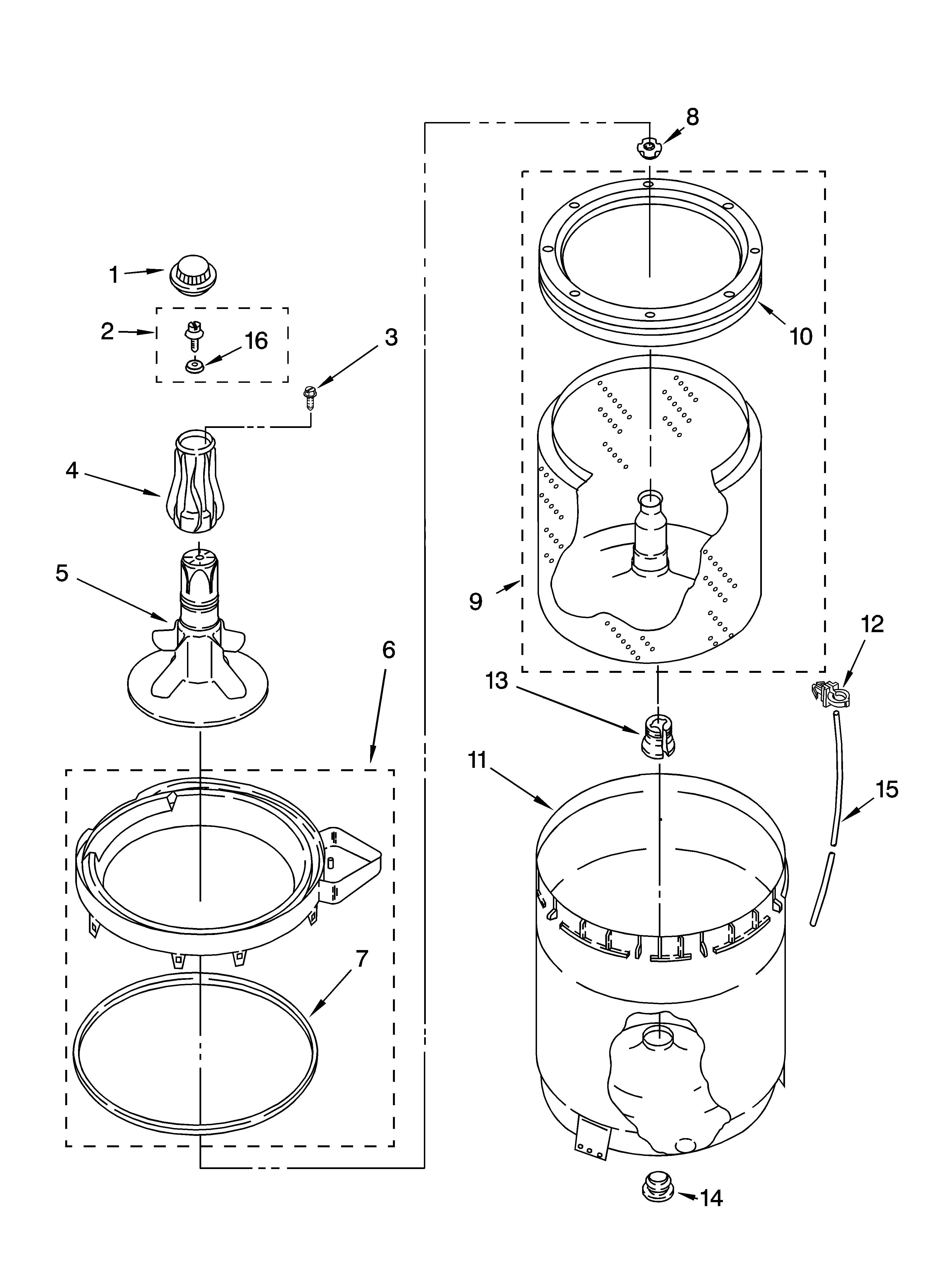 Agitator, basket and tub parts