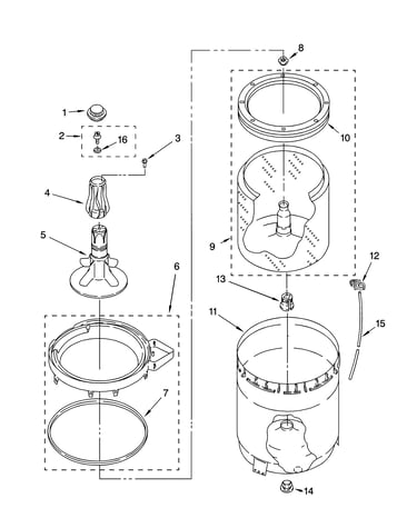 Agitator, basket and tub parts