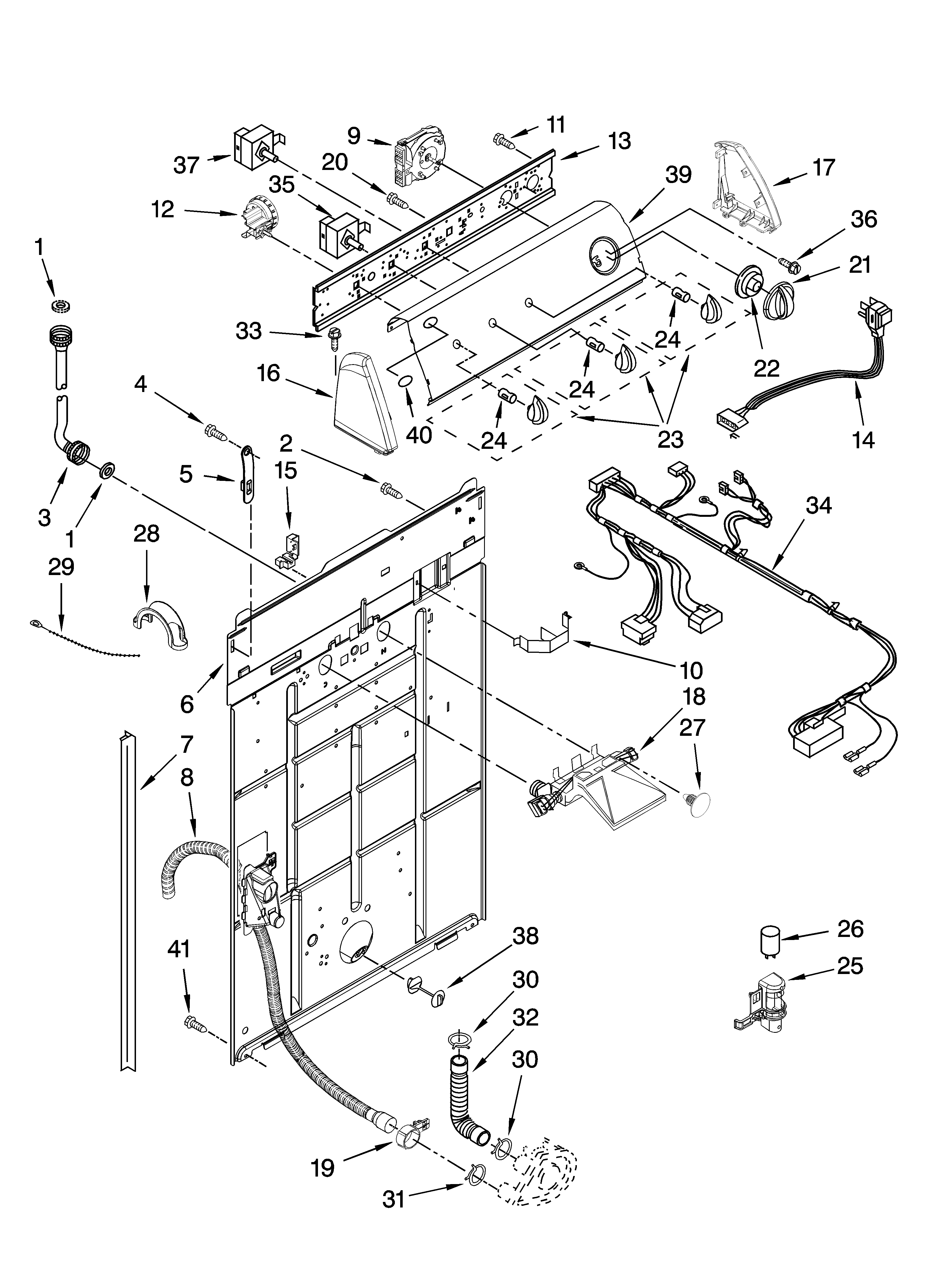Controls and rear panel parts