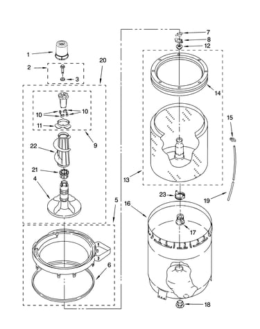 Agitator, basket and tub parts